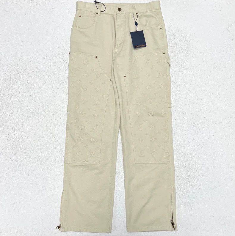 Louis Vuitton Louis Vuitton 23 FW White Lumberwood Embossed Zip Jeans Size US 33 - 2 Thumbnail