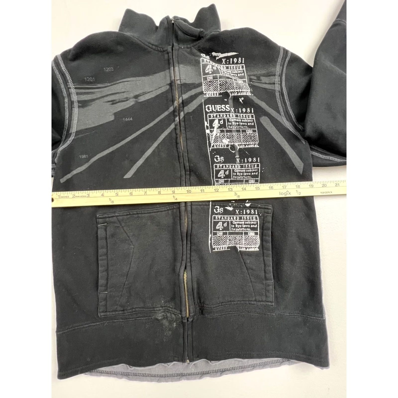 Guess Guess Sweatshirt Mens M Black Full Zip Mock Neck Graphic Fleece Jacket Size US M / EU 48-50 / 2 - 6 Thumbnail