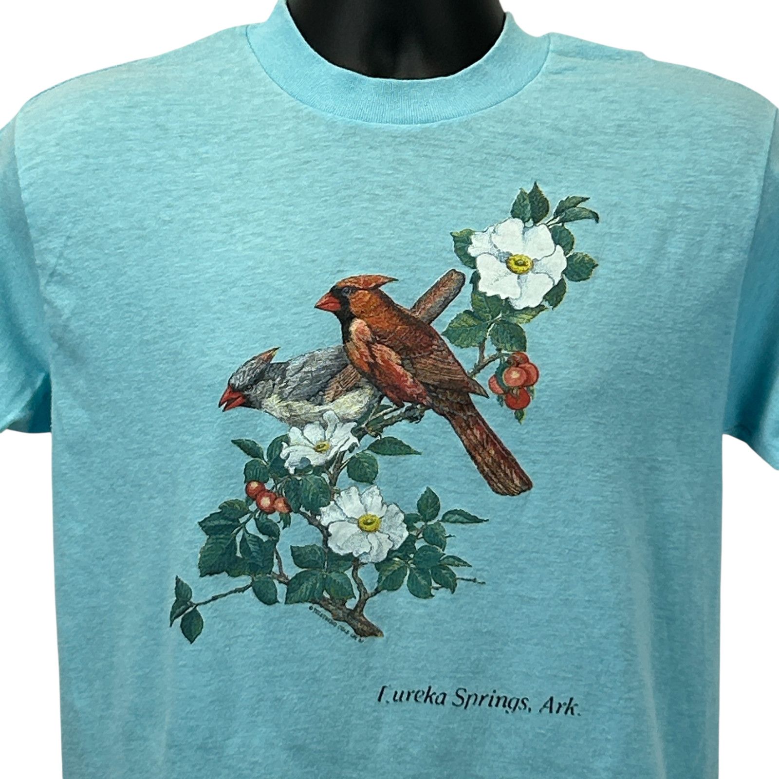 Vintage Vintage Northern Cardinal Birds T Shirt Mens M Medium Blue Size US M / EU 48-50 / 2 - 1 Thumbnail