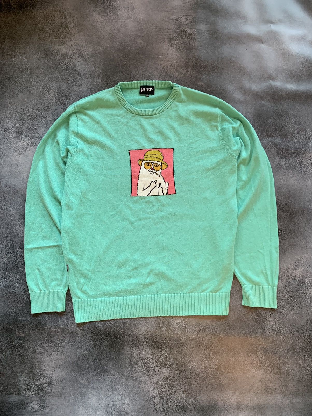 RIPNDIP RipNDip Teal Middle Finger Sweatshirt Size US XL / EU 56 / 4 - 1 Thumbnail