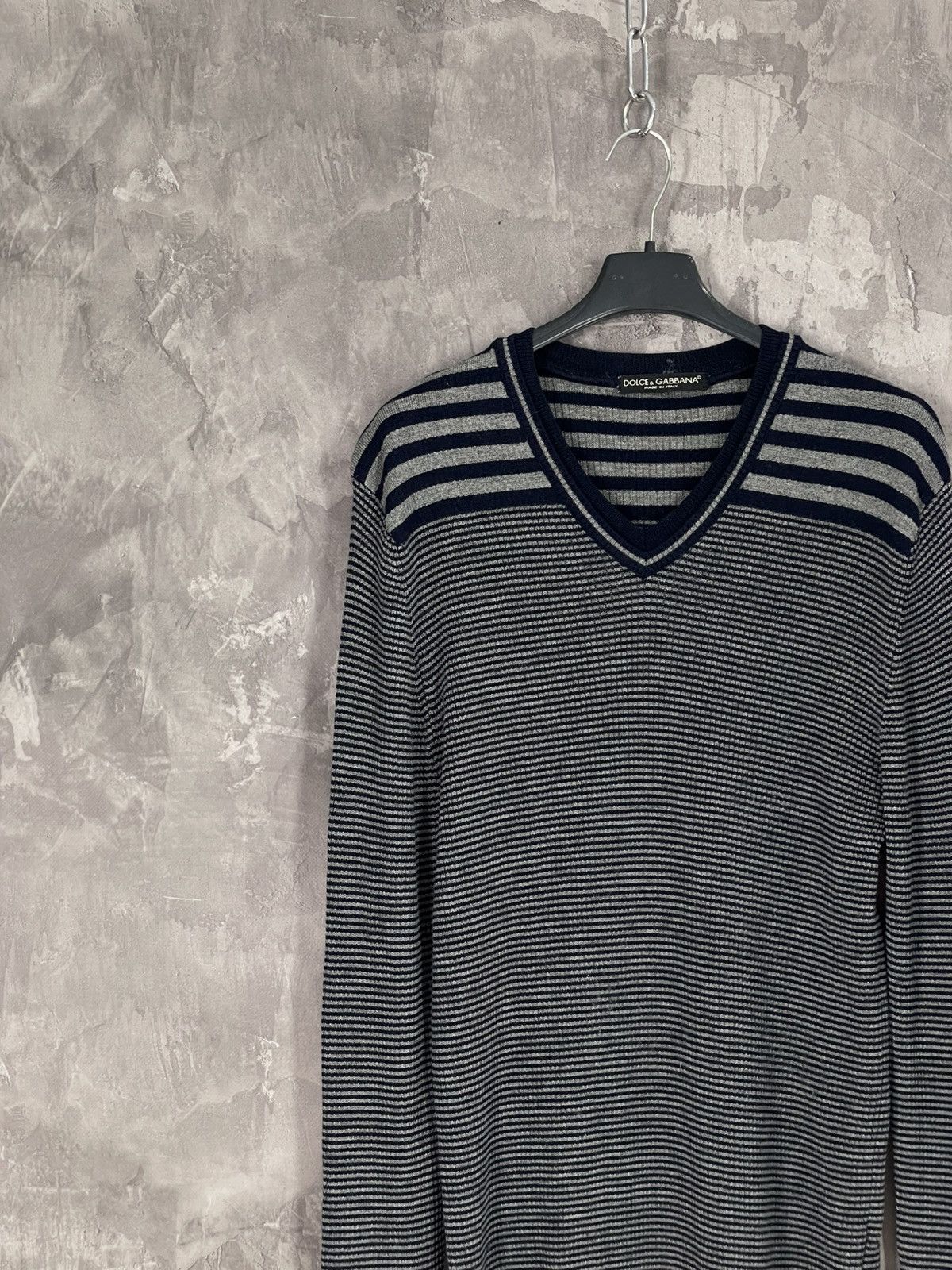 Dolce & Gabbana × Vintage Vintage Dolce Gabbana Chain Y2K Striped Knit Sweater Size US M / EU 48-50 / 2 - 3 Thumbnail