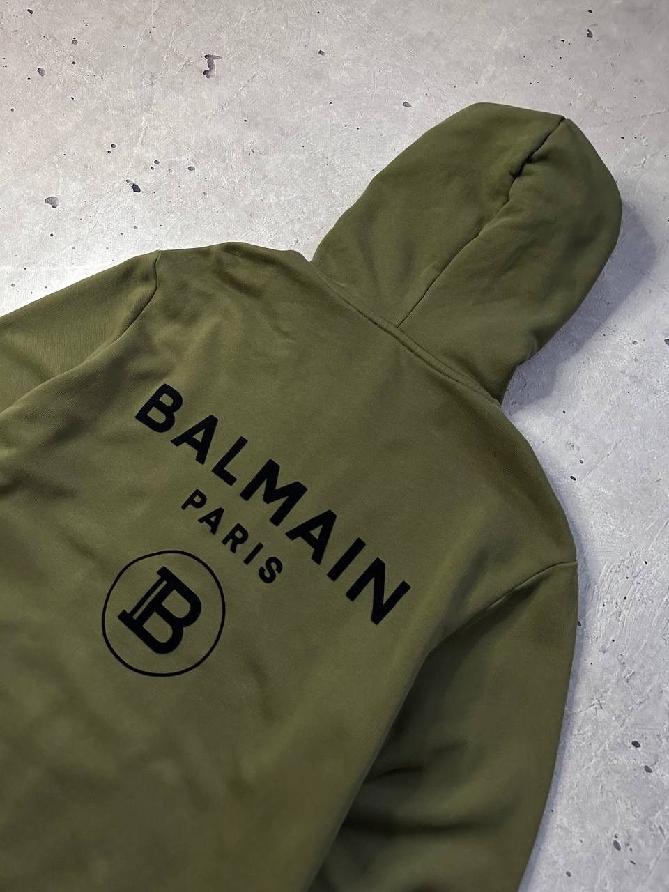 Balmain Balmain Paris Men’s Zip Hoodie Olive Green Luxury Biker Size US S / EU 44-46 / 1 - 4 Thumbnail