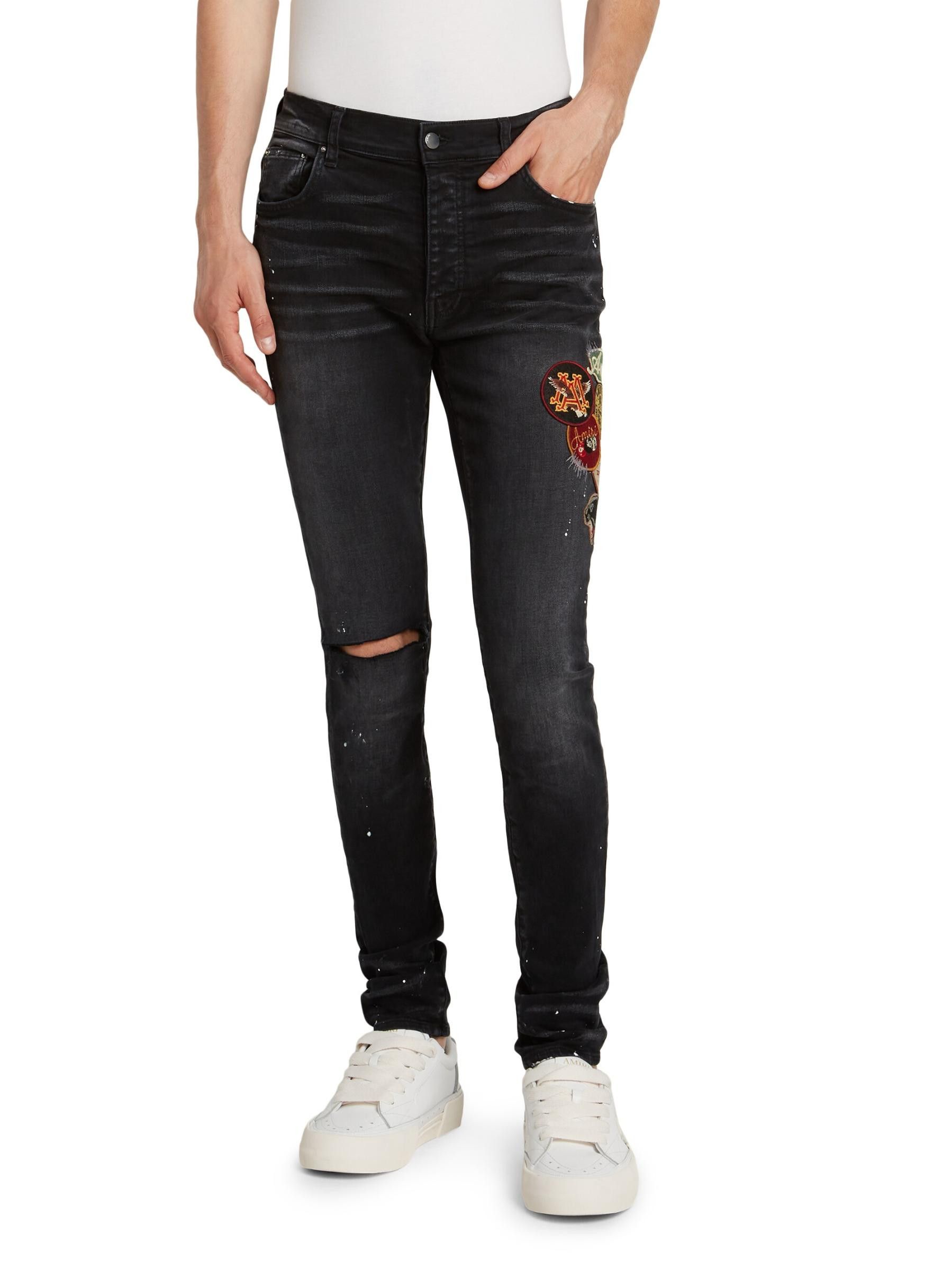 Amiri Amiri Cherub Print Jeans in Aged Black | Grailed