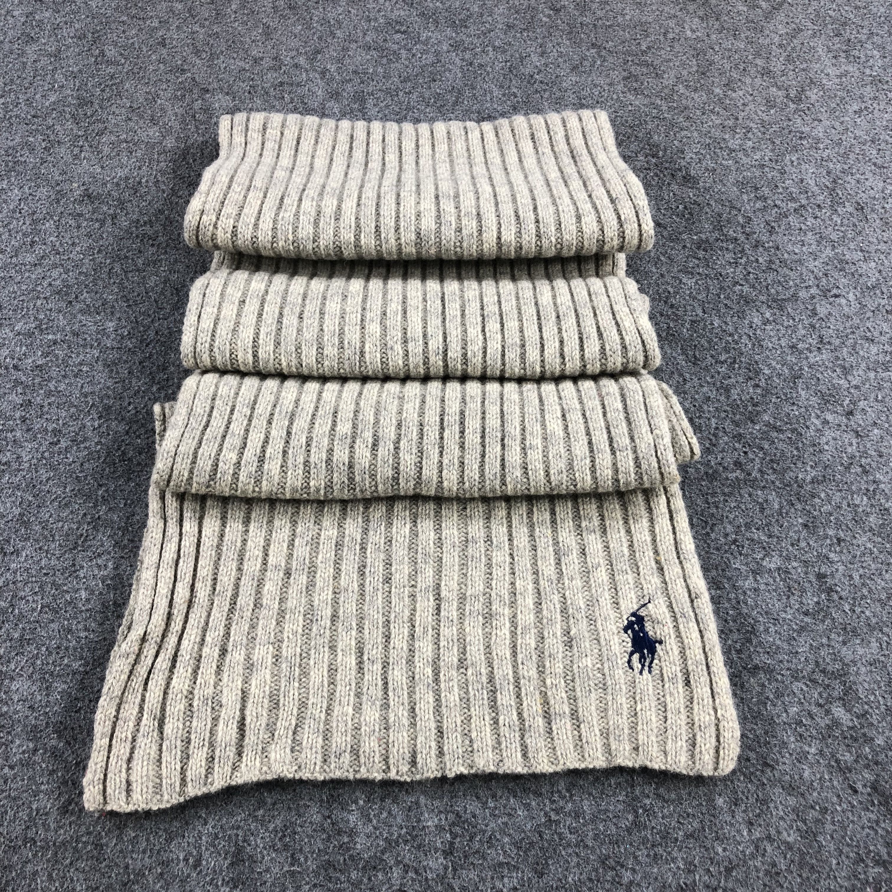 Polo Ralph Lauren Polo Ralph Lauren Grey Pleated Wool Scarf Muffler V819 Size ONE SIZE - 2 Thumbnail