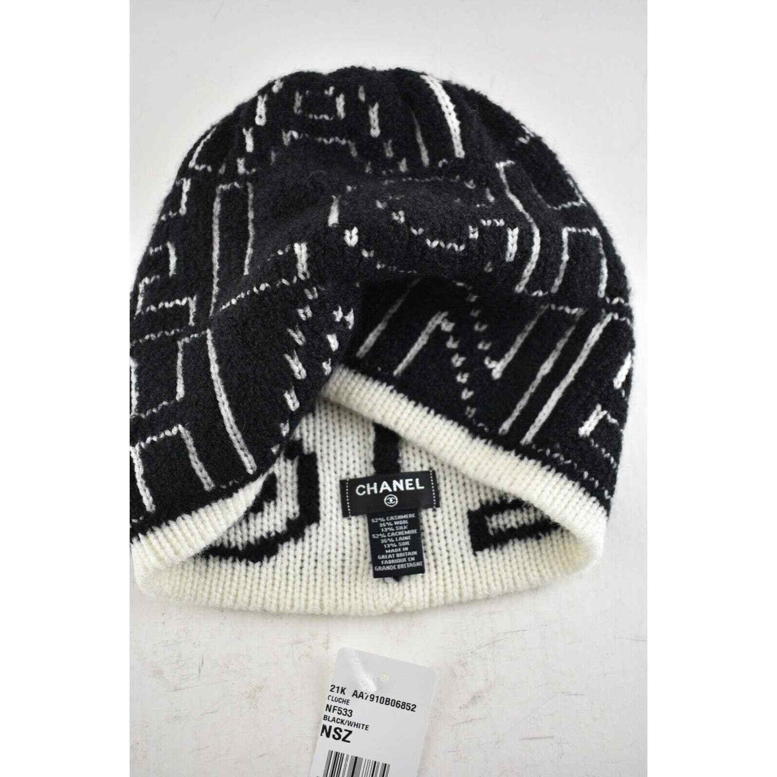 Chanel Chanel Letter Cashmere Wool Silk Knit Beanie Winter Hat Size ONE SIZE - 6 Thumbnail