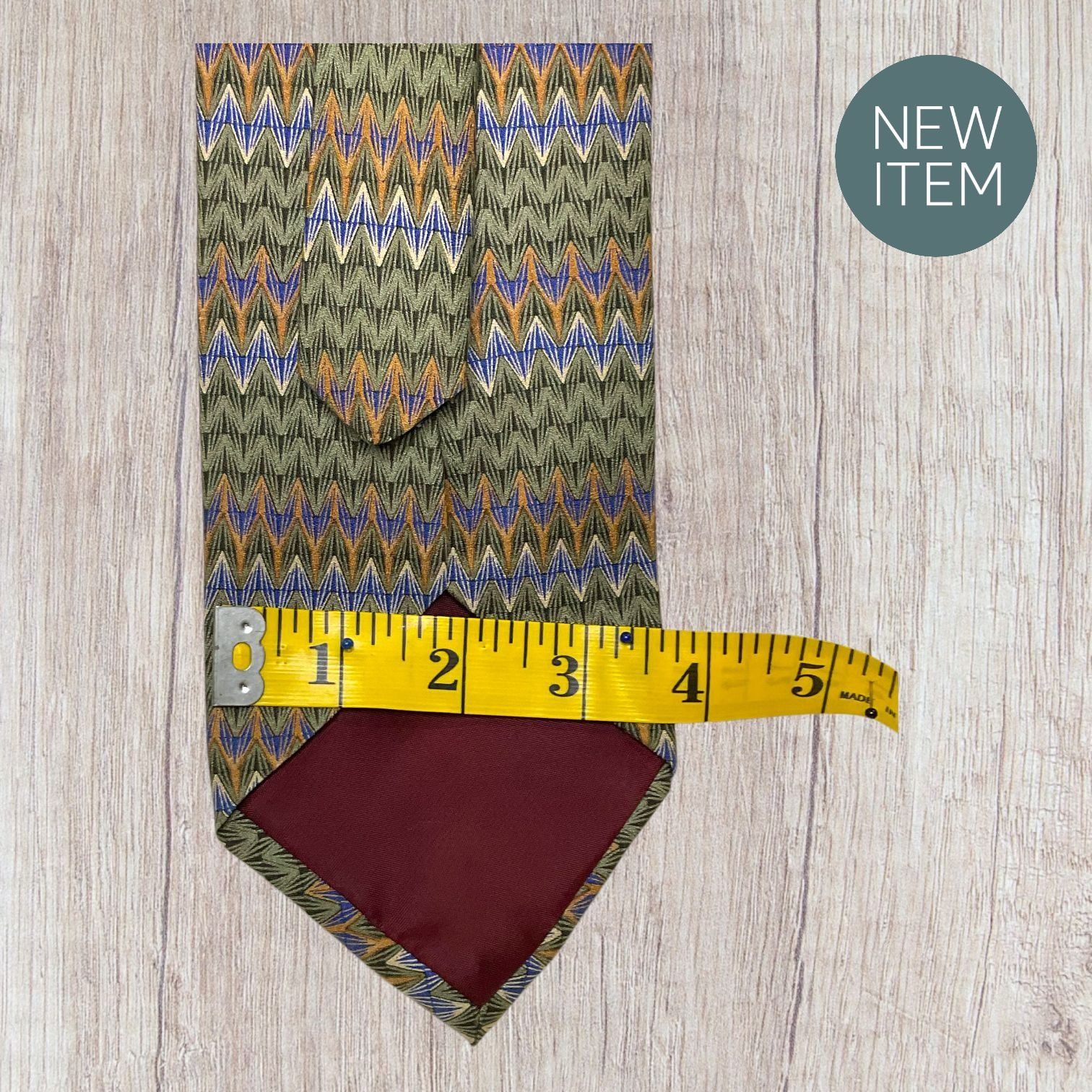 Croft & Barrow Croft & Barrow Zigzag Pattern Silk Tie - Green Yellow & Blue Size ONE SIZE - 5 Thumbnail