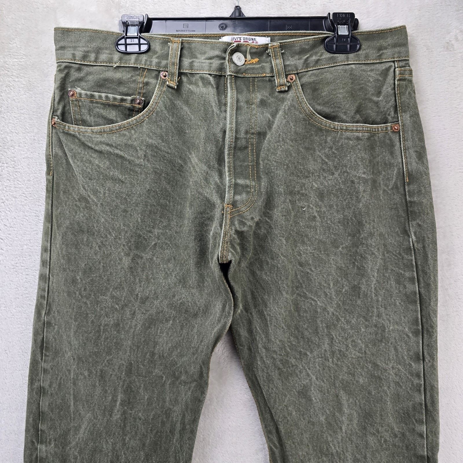 Levi's Vtg Levis 501 Jeans Mens 36x30 (Fits 34x28) Green Y2K USA Size US 34 / EU 50 - 2 Thumbnail