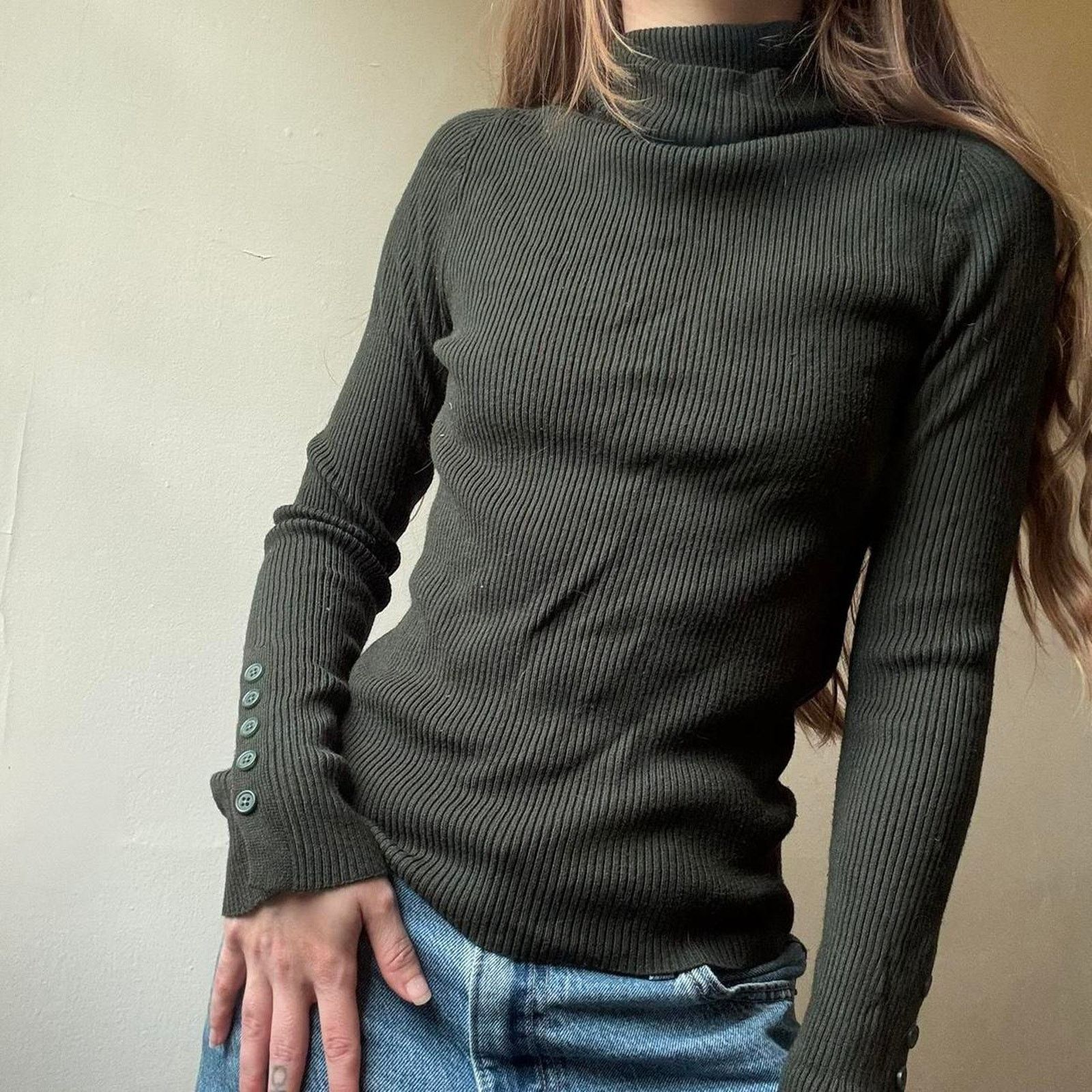 Anthropologie Maeve Anthropologie Green Turtleneck Long Sleeve Shirt XXS Size XXS / US 00 / IT 34 - 1 Thumbnail