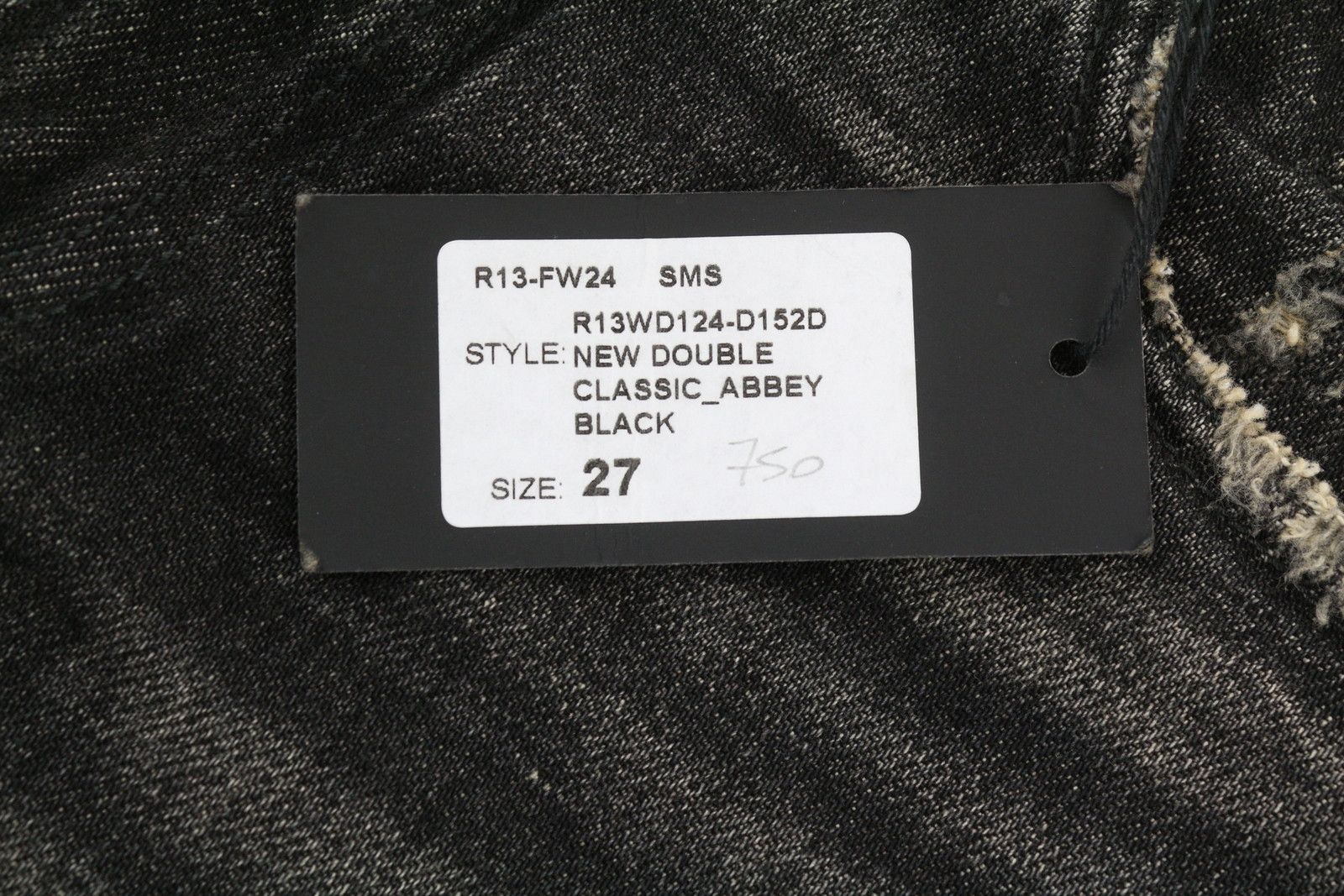 R13 NEW DOUBLE CLASSIC 27 Abbey Black Faded Skirted 85819 Size 27" / US 4 / IT 40 - 8 Thumbnail