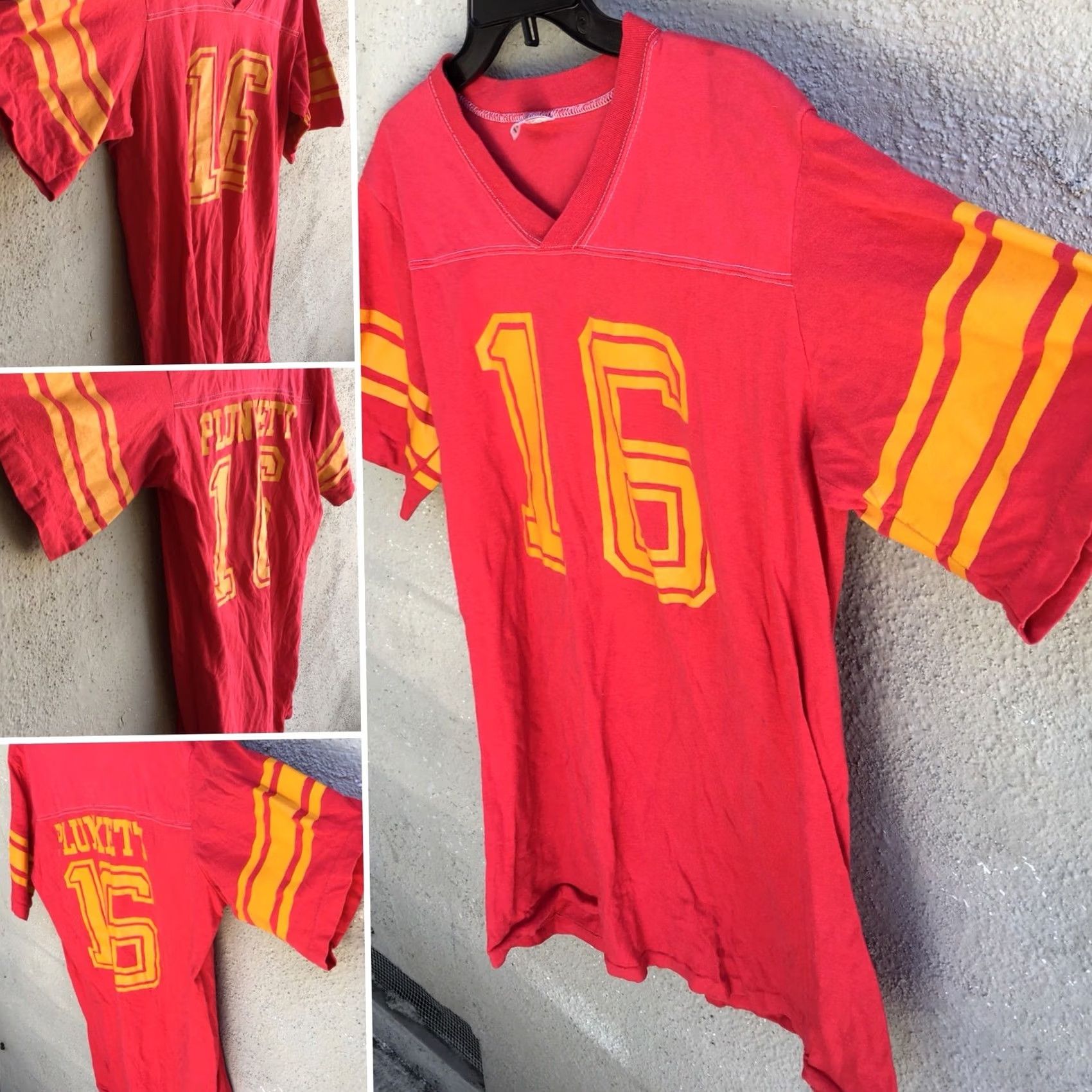 Vintage VINTAGE Plunkett 16 T-Shirt Football Jersey Style Fun-Tees Sportswear XL Red Mens 1970s Graphic Tee Sportswear/Beach Size US XL / EU 56 / 4 - 2 Thumbnail