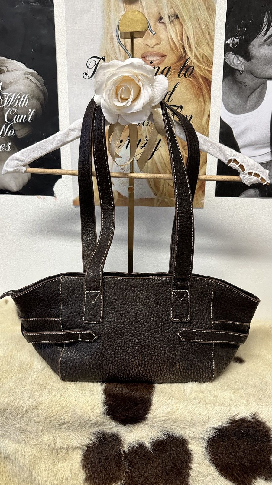 Vintage Vintage brown leather shoulder bag Size ONE SIZE - 3 Thumbnail