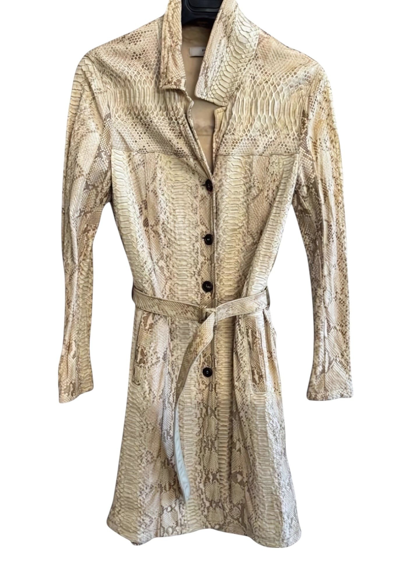 Prada S/S 2004 RUNWAY REAL PYTHON SKIN LEATHER COAT Size M / US 6-8 / IT 42-44 - 2 Thumbnail