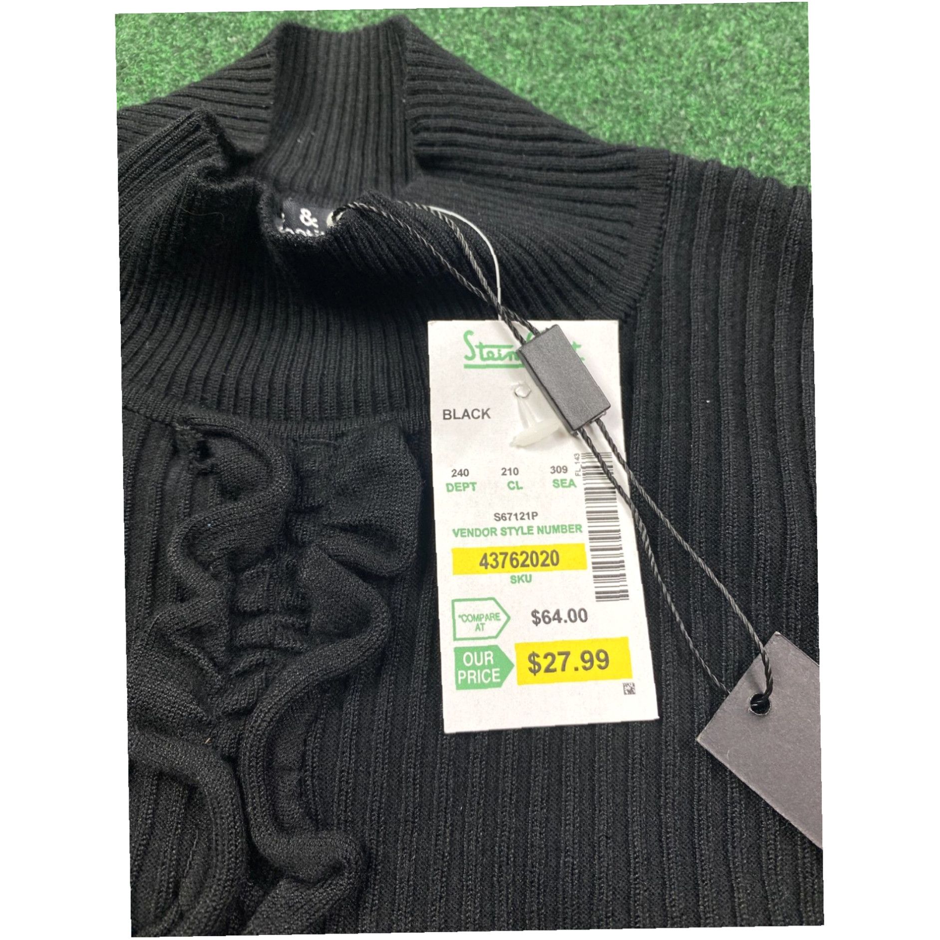 Vintage NEW Cable & Gauge Petite Small Black Ribbed Long Sleeve Fitted Button Front Size S / US 4 / IT 40 - 3 Thumbnail