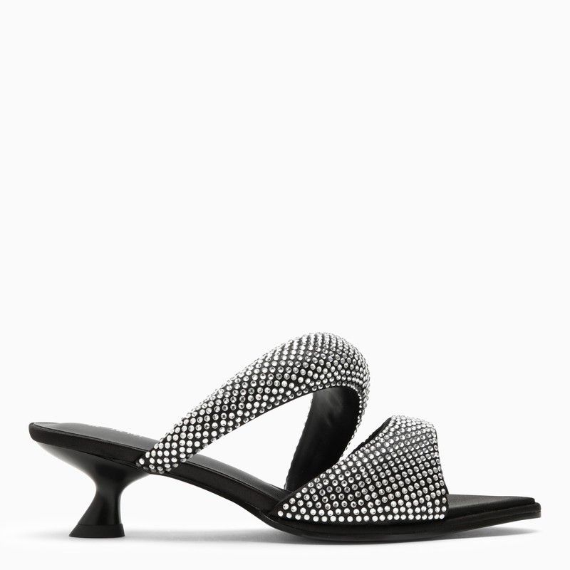 image of Jw Pei Black Sara Mule Shoes With Crystals, Women's (Size 6)