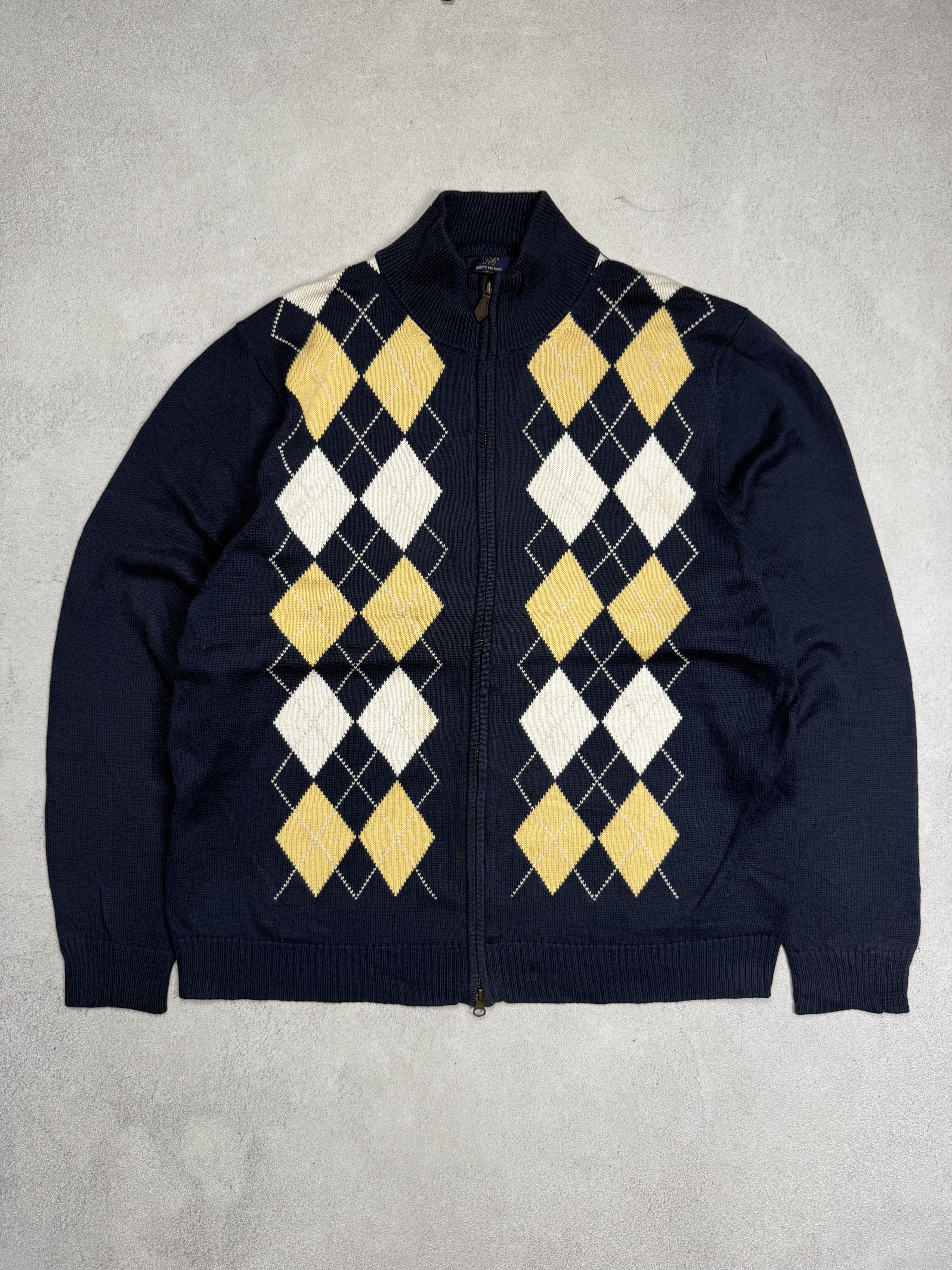 Brooks Brothers Brook Brothers Argyle Zip-Up Knit Cardigan Retro Preppy Size US L / EU 52-54 / 3 - 1 Thumbnail