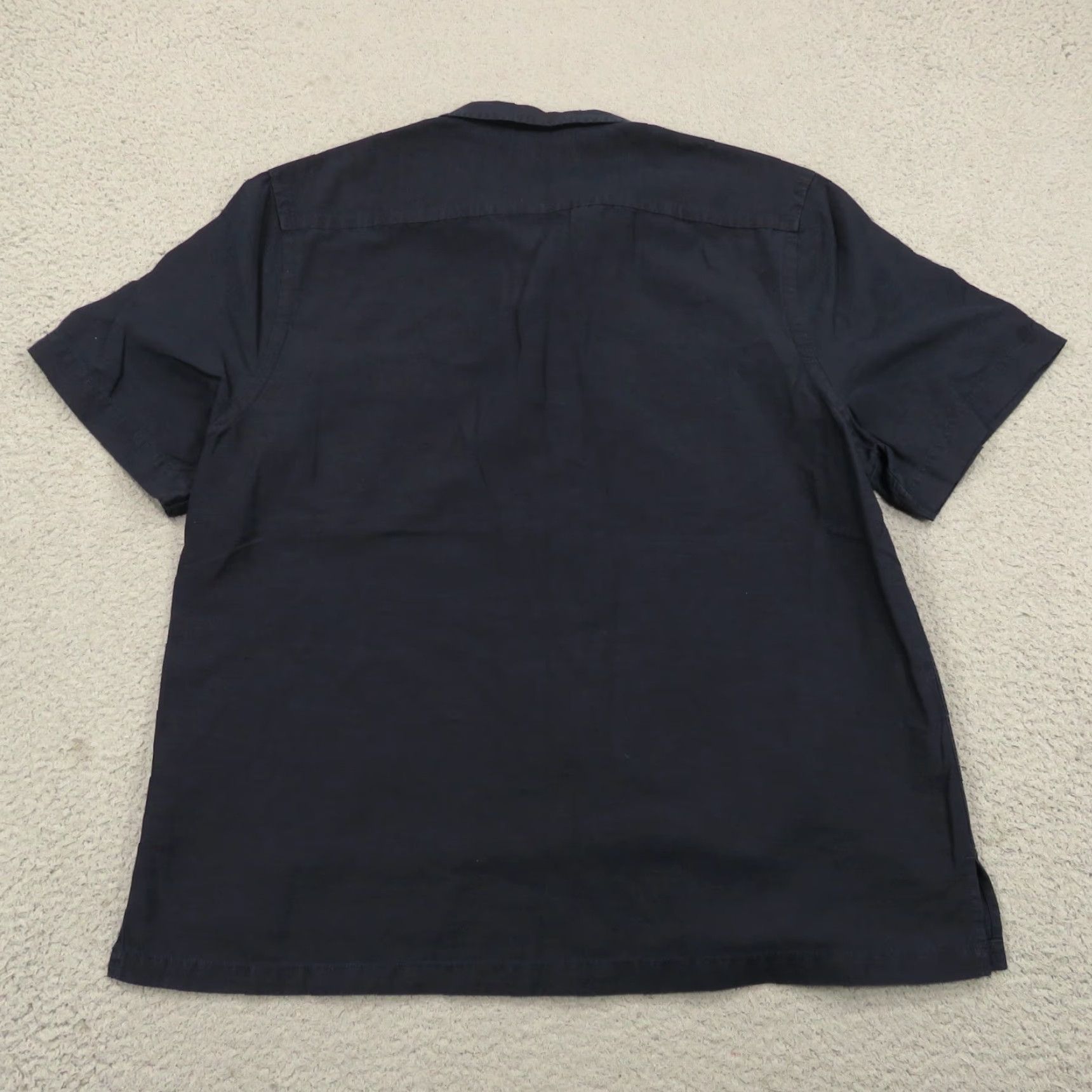 Vintage BLDWN Shirt Mens XL Navy Blue Linen Cotton Loop Collar Short Sleeve Button Up KS Vintage Brand BLDWN Size US XL / EU 56 / 4 - 7 Thumbnail