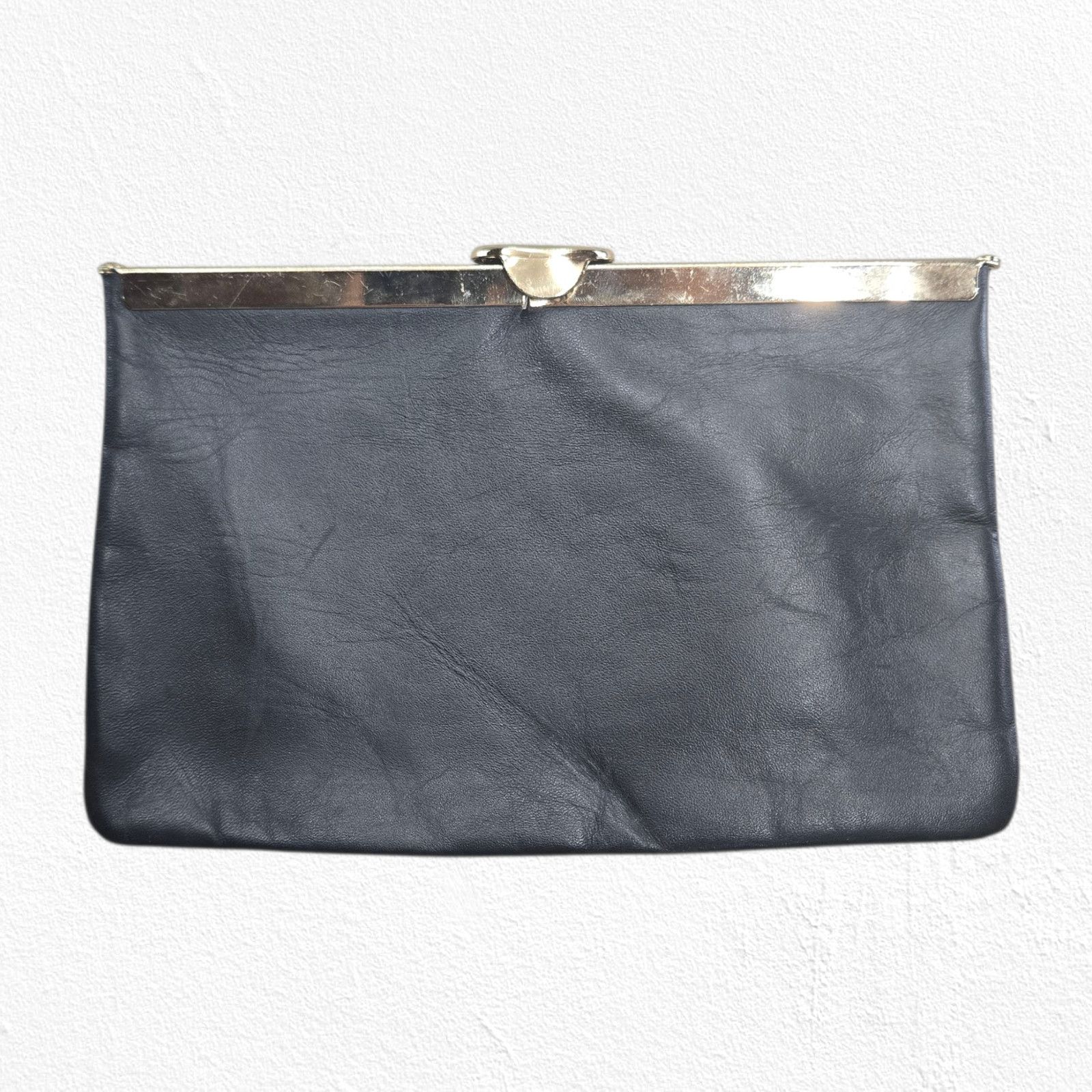 Vintage Vintage 1950s Black Leather Frame Evening Bag Size ONE SIZE - 19 Thumbnail