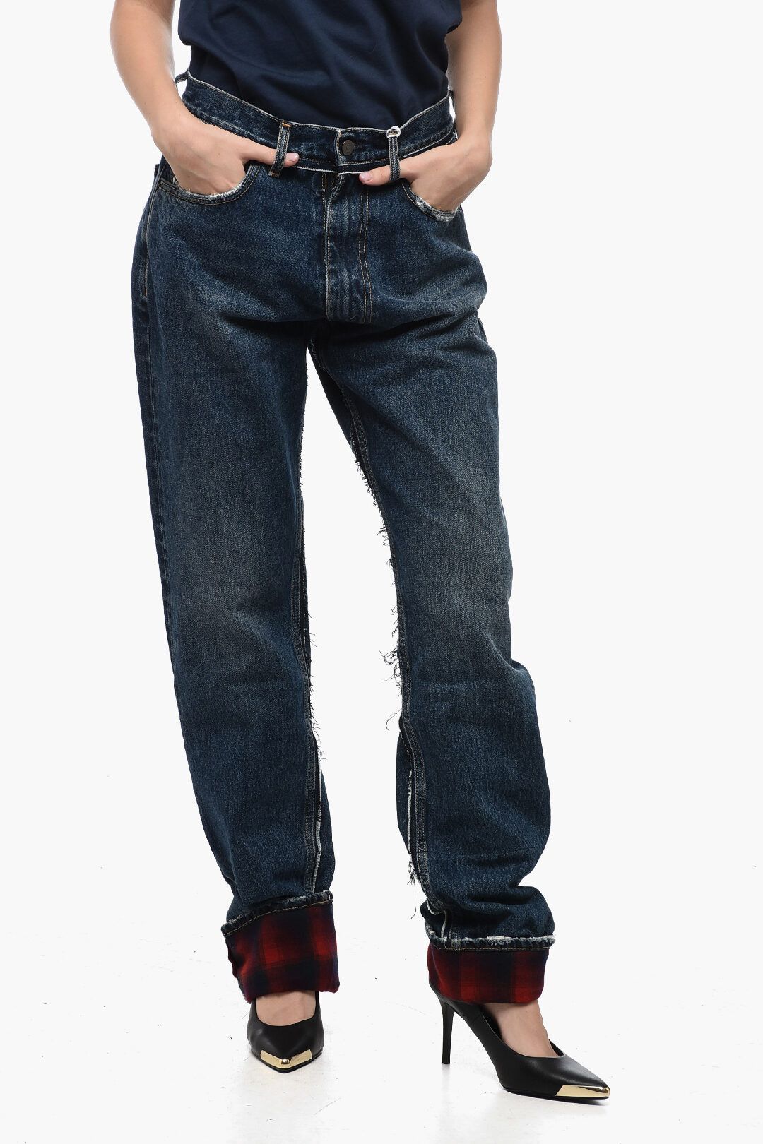 Maison Margiela og1mm0825 Pendleton High-waisted Jeans in Blue Size 26" / US 2 / IT 38 - 1 Thumbnail