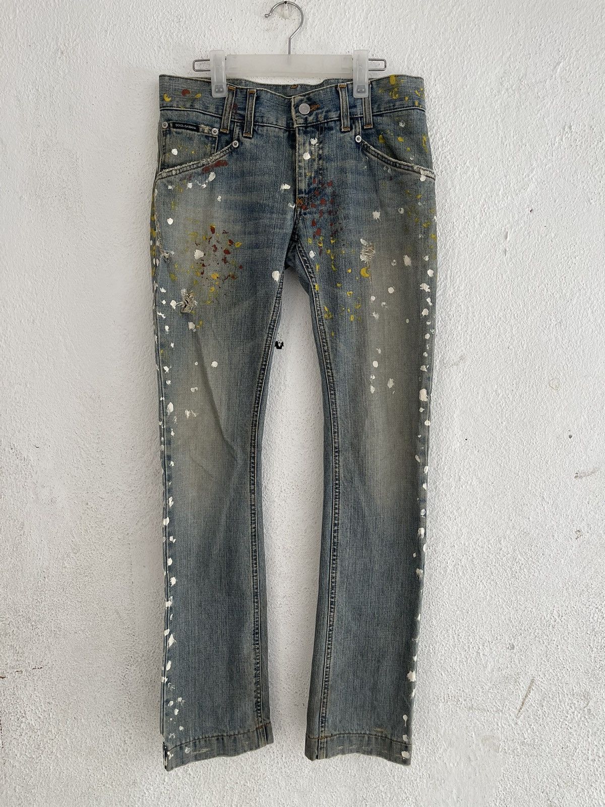Dolce & Gabbana Dolce Gabbana Metal Logo Plate Paint Denim Pants Size US 34 / EU 50 - 2 Thumbnail