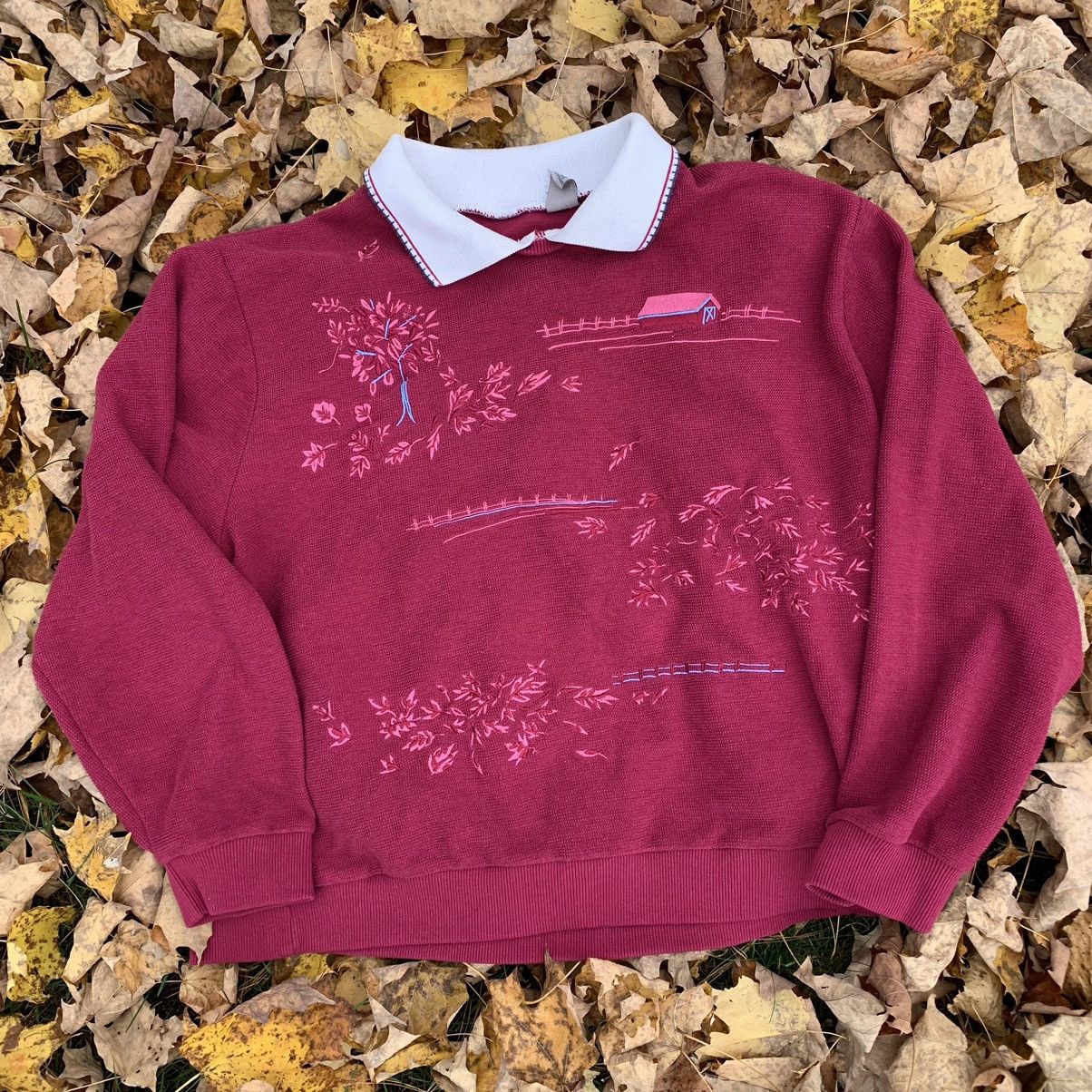 Vintage Vintage Collared Embroidered Sweater Size L / US 10 / IT 46 - 1 Thumbnail
