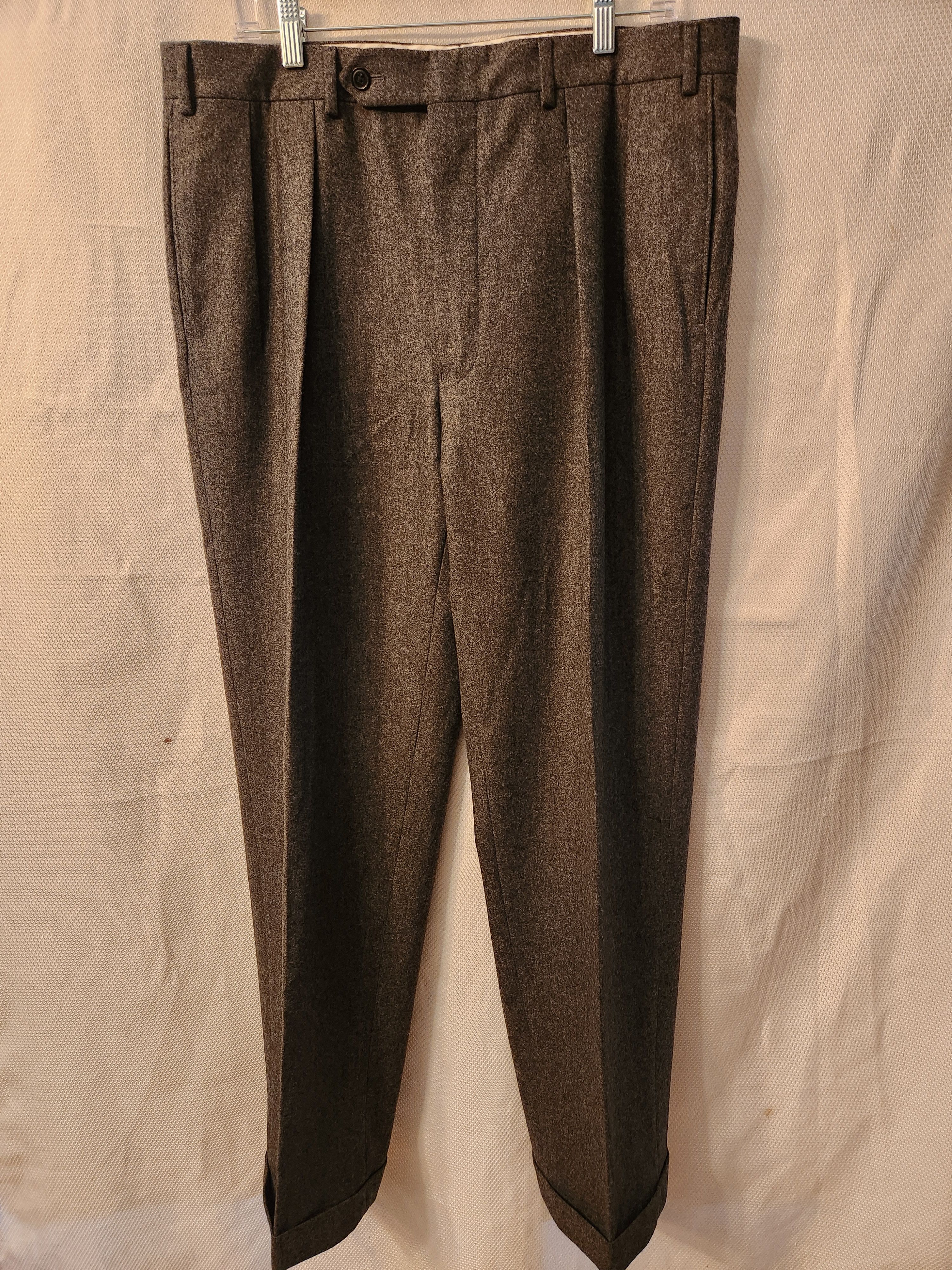 Samuelsohn Vintage 90's 100% Wool Gray Flannel Pleated Dress Pants Size US 36 / EU 52 - 1 Thumbnail