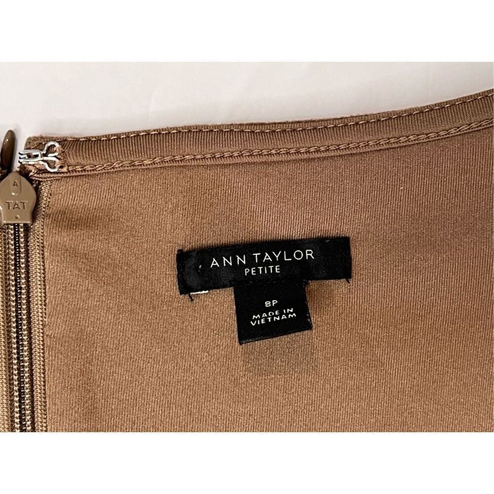 Ann Taylor Ann Taylor Seamed Faux Suede Brown Shift Dress 8P Petites Size M / US 6-8 / IT 42-44 - 5 Thumbnail
