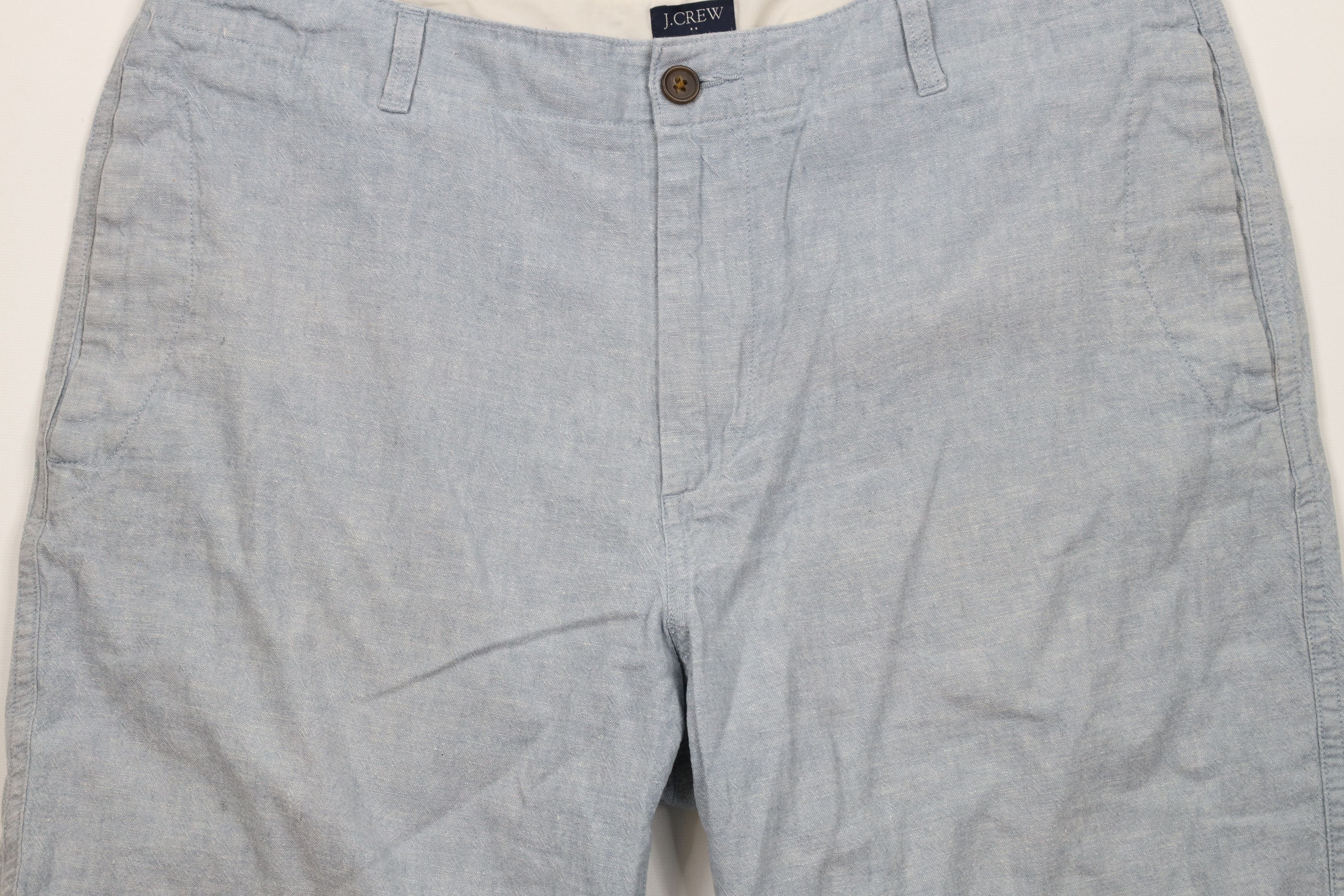 J.Crew × Vintage J Crew Gramercy Above Knee Linen Blend Chambray Shorts Blue Size US 38 / EU 54 - 3 Thumbnail