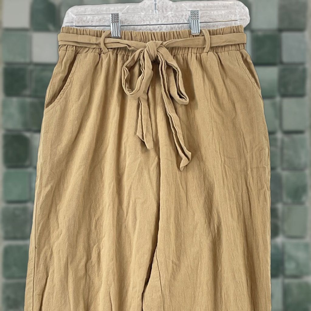 Vintage Carly Jean Pants Womens Medium Mustard Yellow Pull On Roll Cuff Elastic Waist Casual Tapered Cropped Pockets Front Flat Front Mens Girls Womens Size 32" / US 10 / IT 46 - 1 Thumbnail