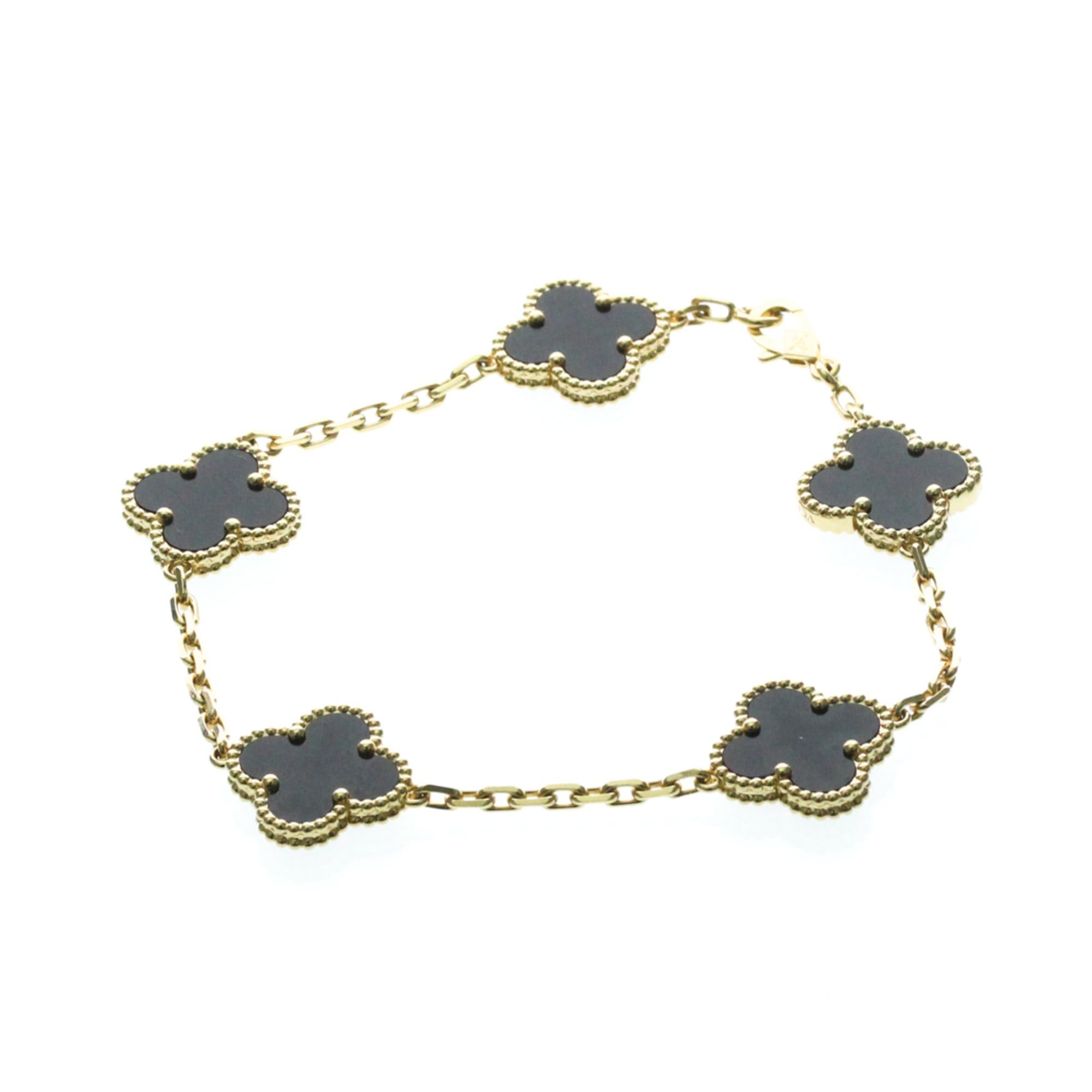 Van Cleef & Arpels Vintage Alhambra Bracelet Yellow Gold (18K) Onyx Charm Bracelet Gold