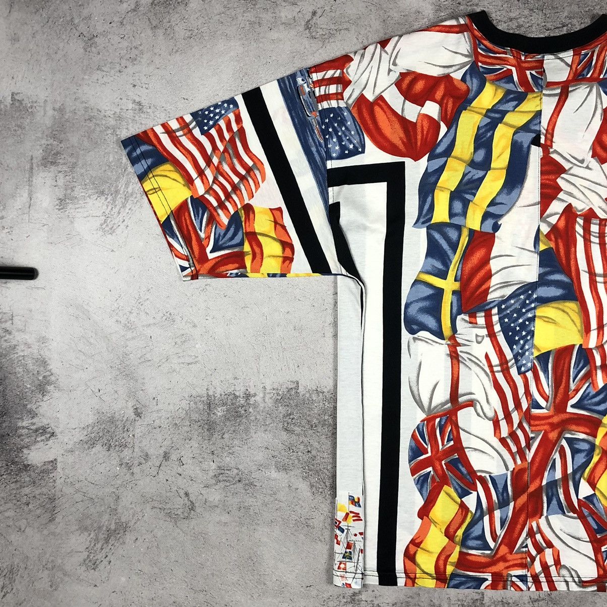 Versace Vintage 90s Versace Jeans Couture AOP Flags Heraldry Tee Size US XL / EU 56 / 4 - 12 Thumbnail