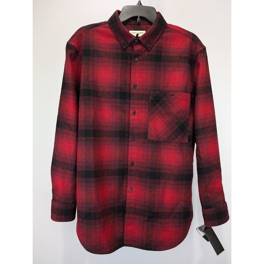 Saint Laurent Paris o1rshd1 Checked Button Up Shirt in Red/Black Size US M / EU 48-50 / 2 - 2 Thumbnail