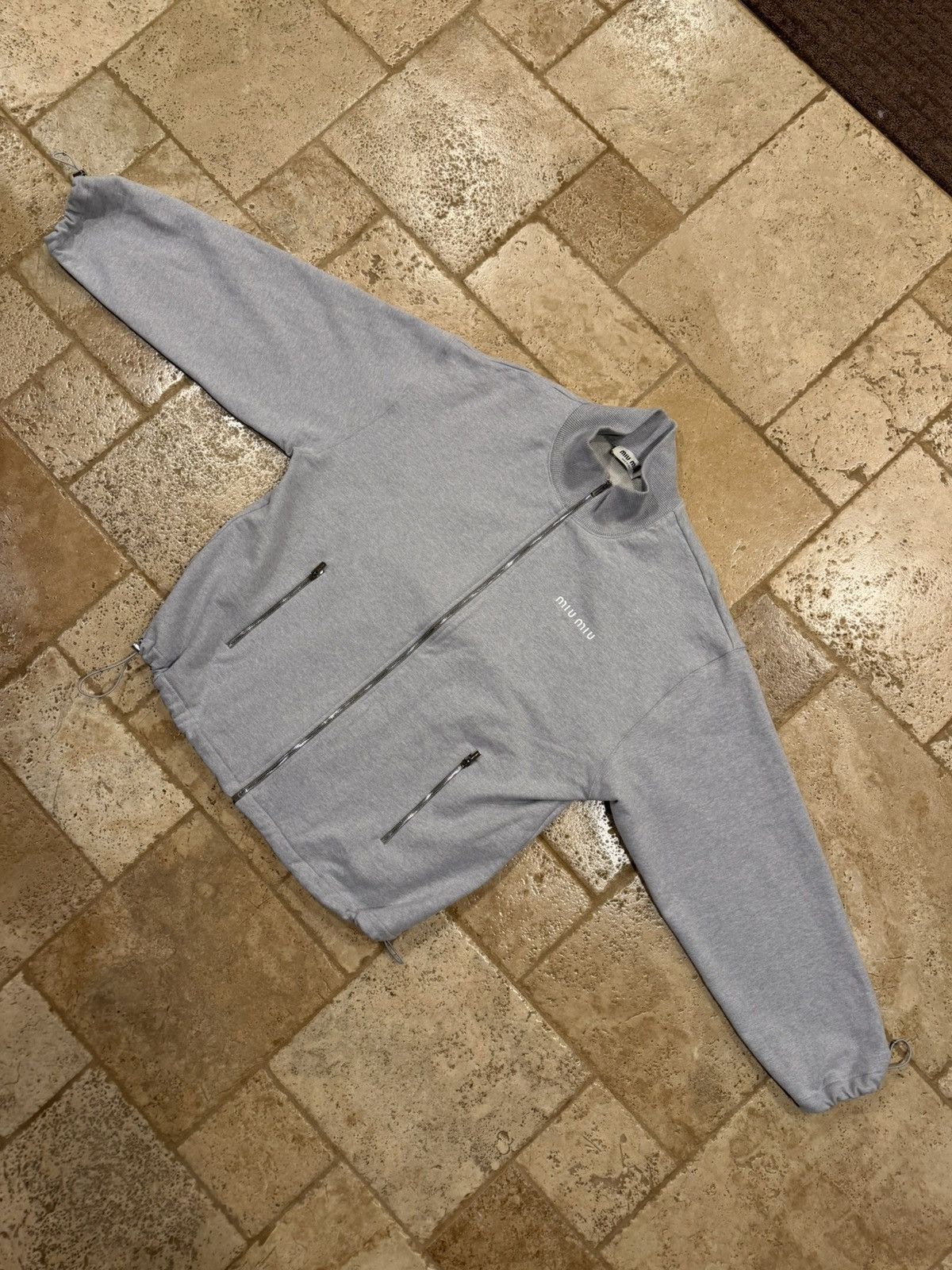 Miu Miu Miu Miu Oversized Cotton Fleece Gray Full Zipper Sweatshirt Size US M / EU 48-50 / 2 - 6 Thumbnail