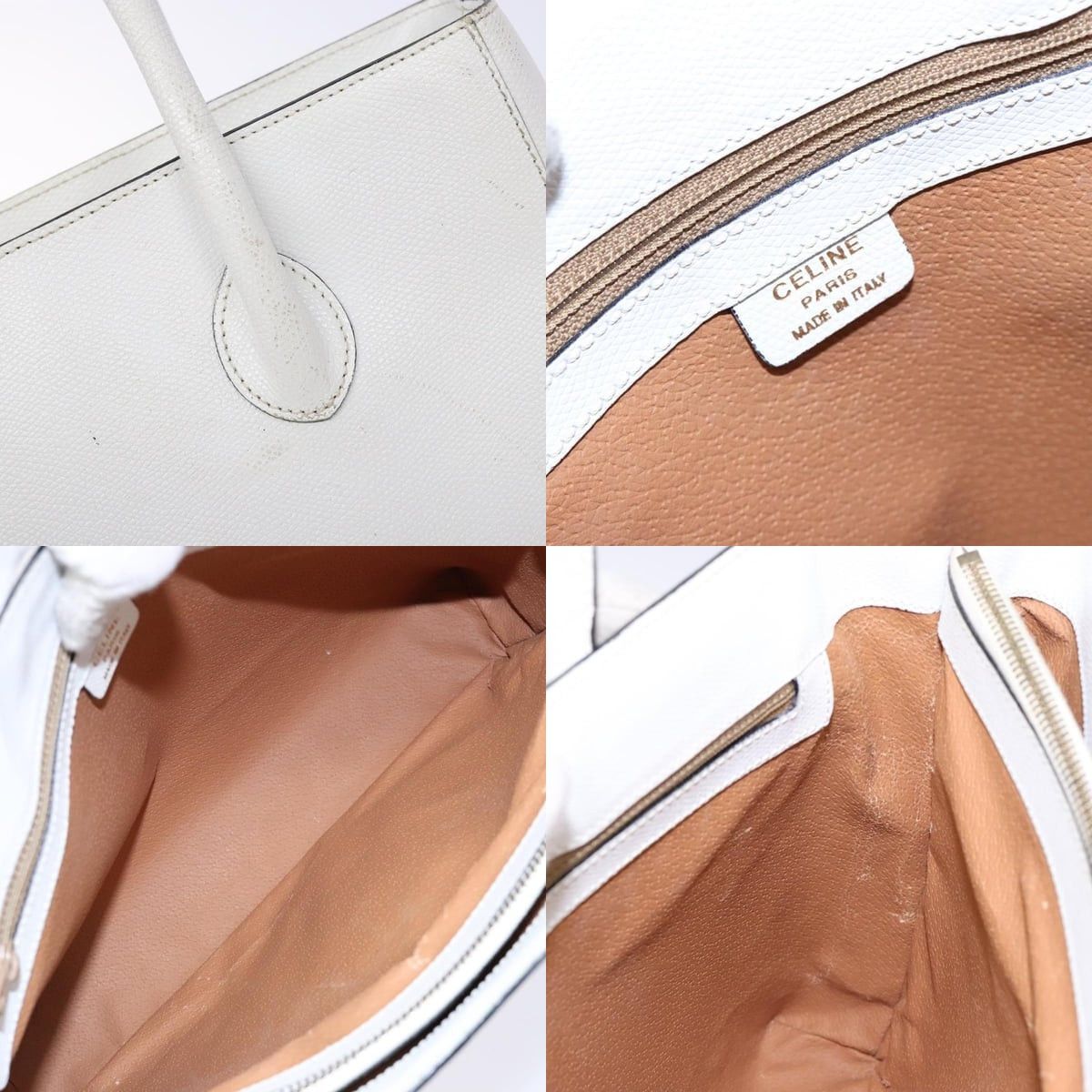 Celine CELINE Hand Bag Leather White Gold Size ONE SIZE - 11 Thumbnail
