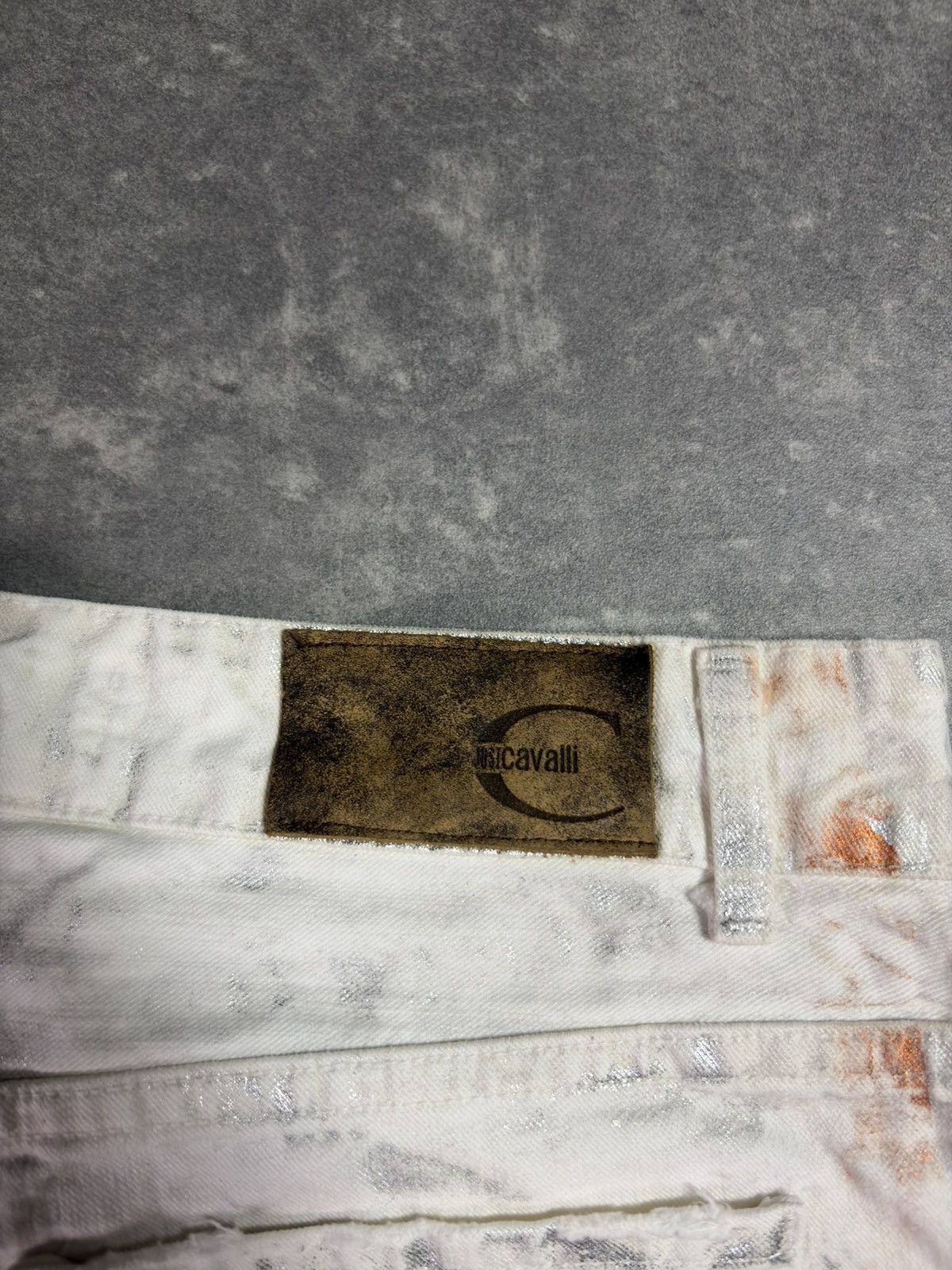Just Cavalli 00s DSWT Just Cavalli Waxed Orange Silver Tones Flared Jeans Size US 27 - 17 Thumbnail