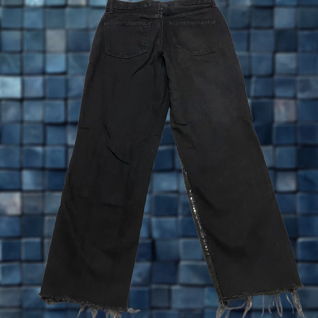Express Express Jeans Womens 2 Black Cotton Straight Ankle High Rise Sequin Distressed Size 26" / US 2 / IT 38 - 1 Thumbnail
