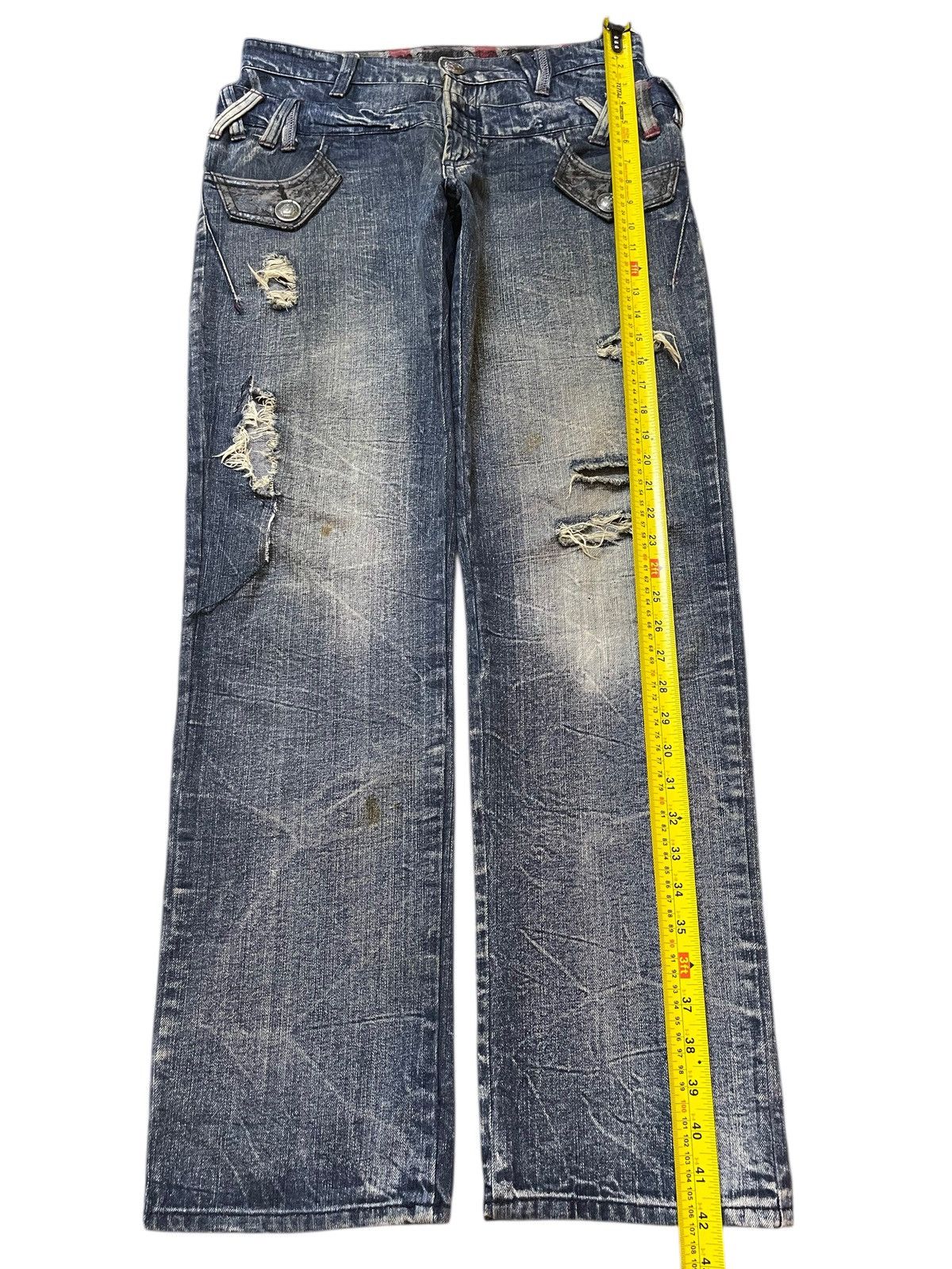 If Six Was Nine Vintage Japanese Brand Double Waist Thunder Wash Distressed Size US 32 / EU 48 - 13 Thumbnail