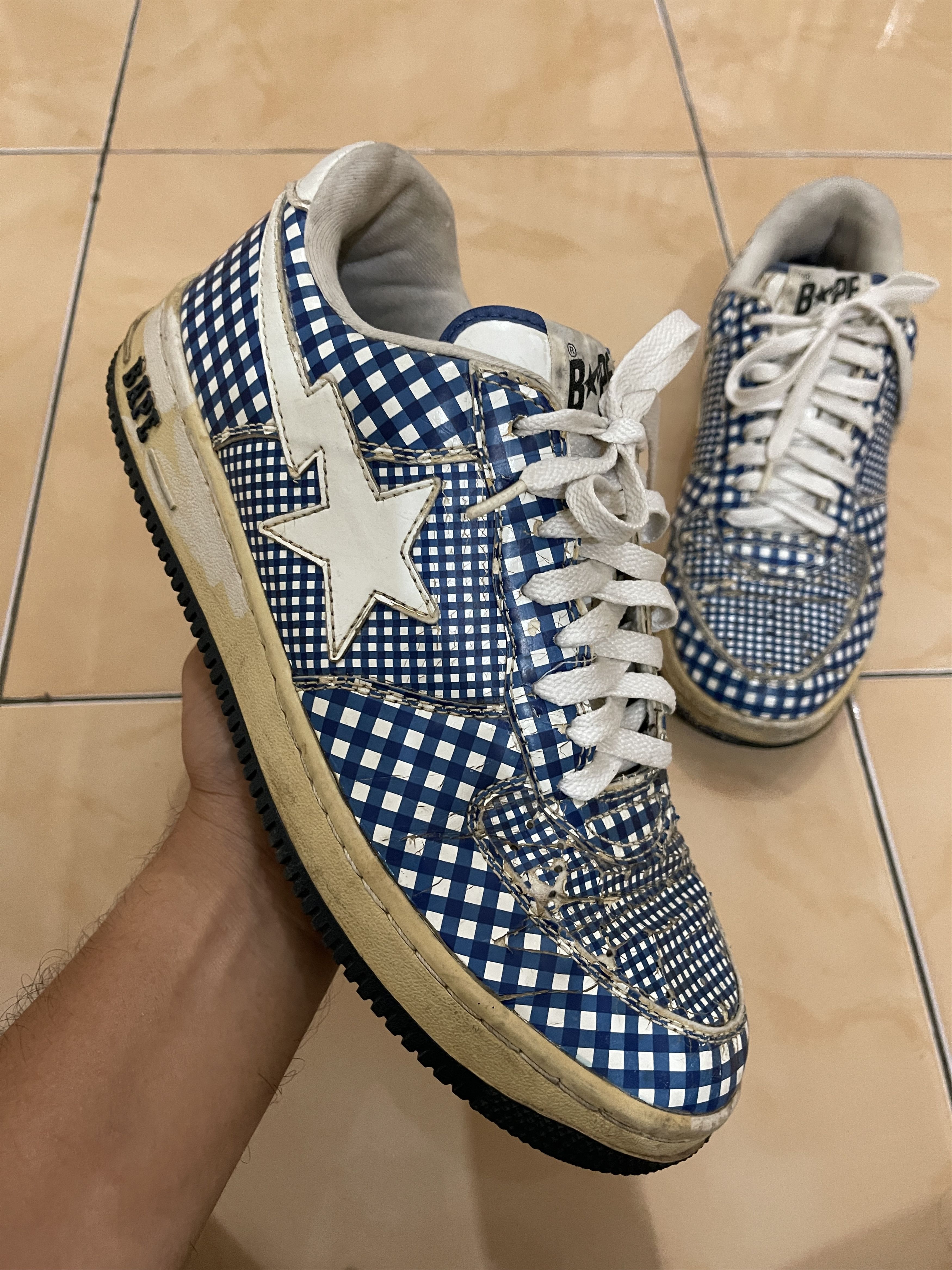 Bape Gingham Check Bapesta Size US 9.5 / EU 42-43 - 1 Thumbnail