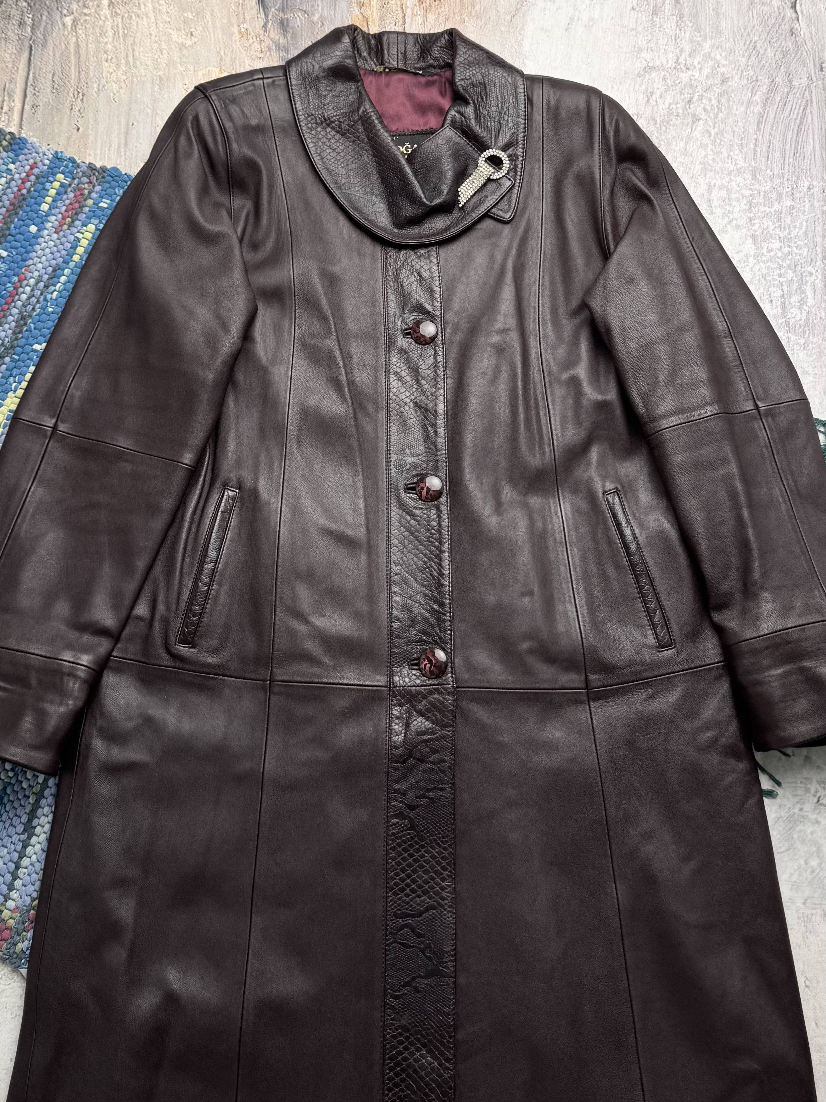Vintage Vintage Long Leather Coat A8(V1)D15 Size L / US 10 / IT 46 - 2 Thumbnail