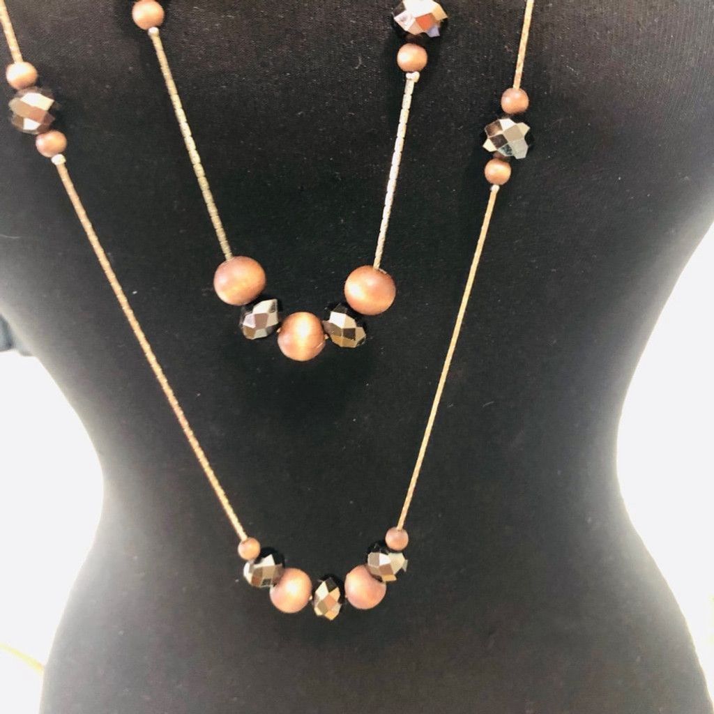 WE Fashion Double Strand Beaded Necklace Bracelet Earrings Set Jewelry Size ONE SIZE - 3 Thumbnail