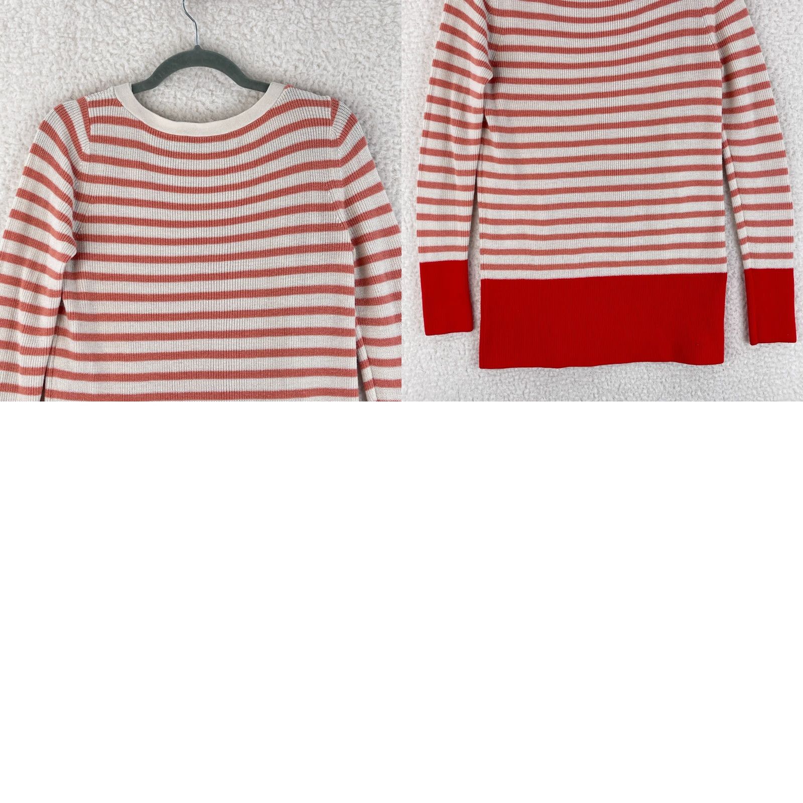 Ann Taylor Ann Taylor LOFT Orange Striped Knit Pullover Sweater Womens Crew Neck Size M Size M / US 6-8 / IT 42-44 - 9 Thumbnail