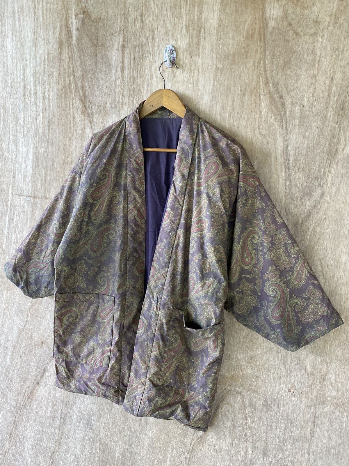 Japanese Brand × Vintage 👘SALE👘VINTAGE KIMONO DOWN STYLE PAISLEY DESIGN Size US L / EU 52-54 / 3 - 5 Thumbnail