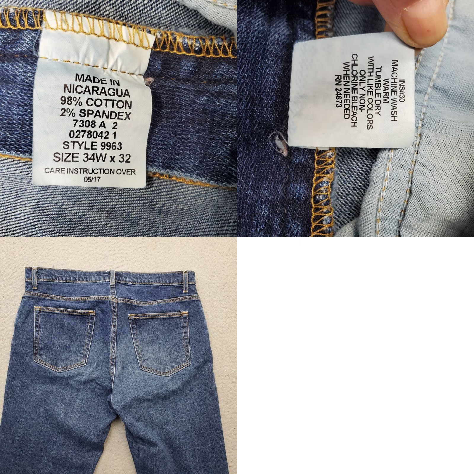 Doublet Saddlebred Mens Jeans 34x32 Blue Denim Straight Leg 5-Pocket Whiskered Double Stitch Vintage Size 34 Mens Size US 34 / EU 50 - 8 Thumbnail