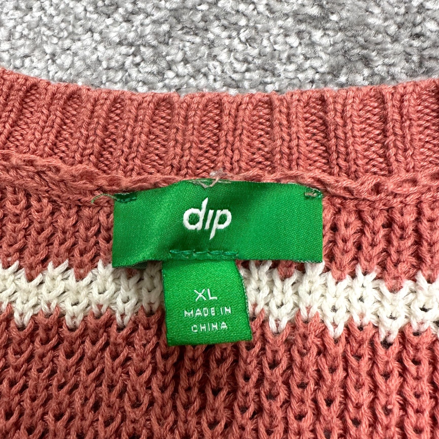 Vintage Dip Sweater Women XL Brown Striped Crew Neck Crochet Knit Open-Knit Casual Womens Size XL / US 12-14 / IT 48-50 - 4 Thumbnail