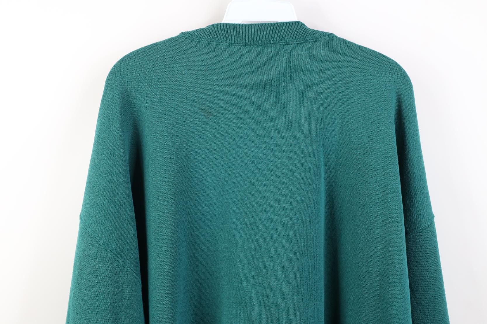 Vintage Vintage 90s Streetwear Blank Crewneck Sweatshirt Teal Green Size US XXL / EU 58 / 5 - 15 Thumbnail