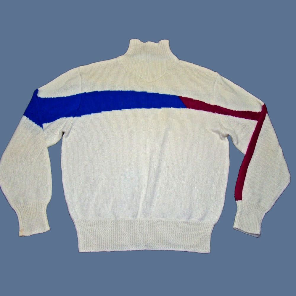 Vintage VINTAGE Ossi Skiwear Womens L White Blue Purple Wool Blend Turtleneck Ski Sweater Size L / US 10 / IT 46 - 1 Thumbnail