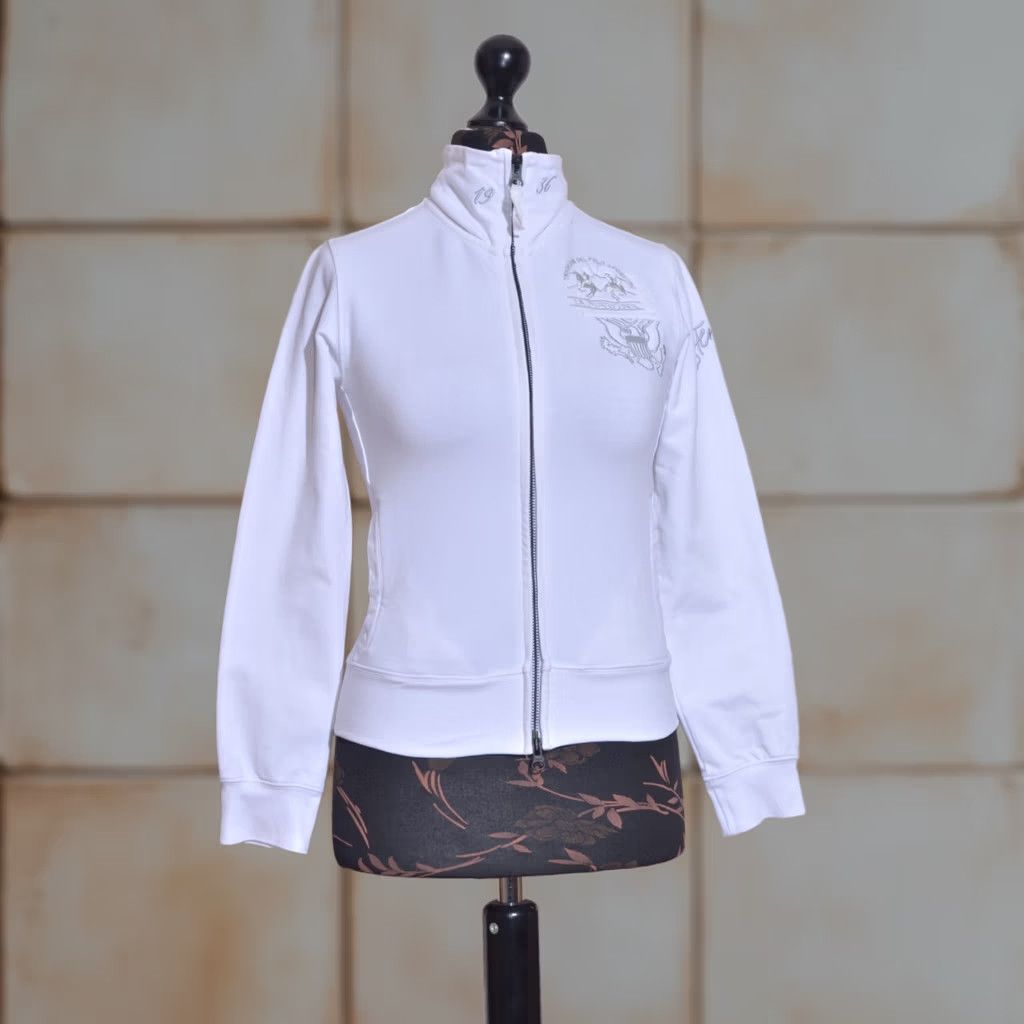 La Martina La Martina Womens White Full Zip Sweatshirt Jacket Embroidered Logo High Neck M Size M / US 6-8 / IT 42-44 - 1 Thumbnail