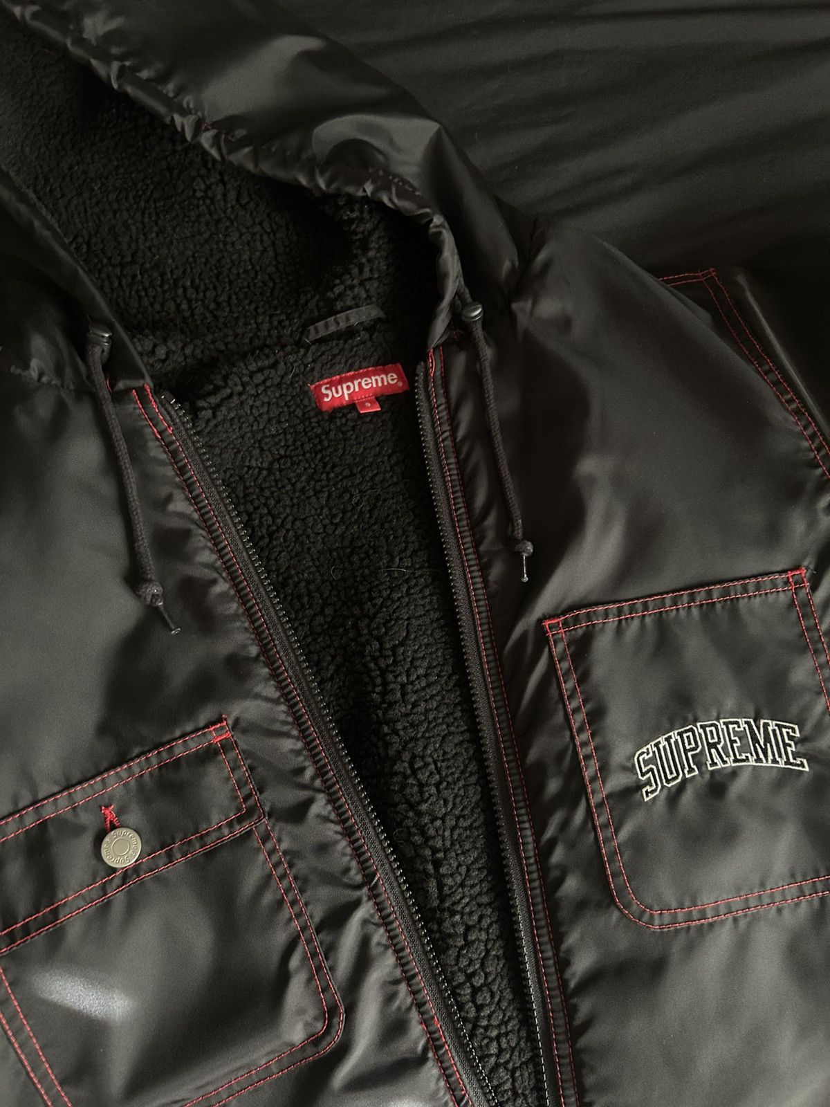 Supreme Sherpa Lined Nylon Zip Up Jacket Size US S / EU 44-46 / 1 - 3 Thumbnail