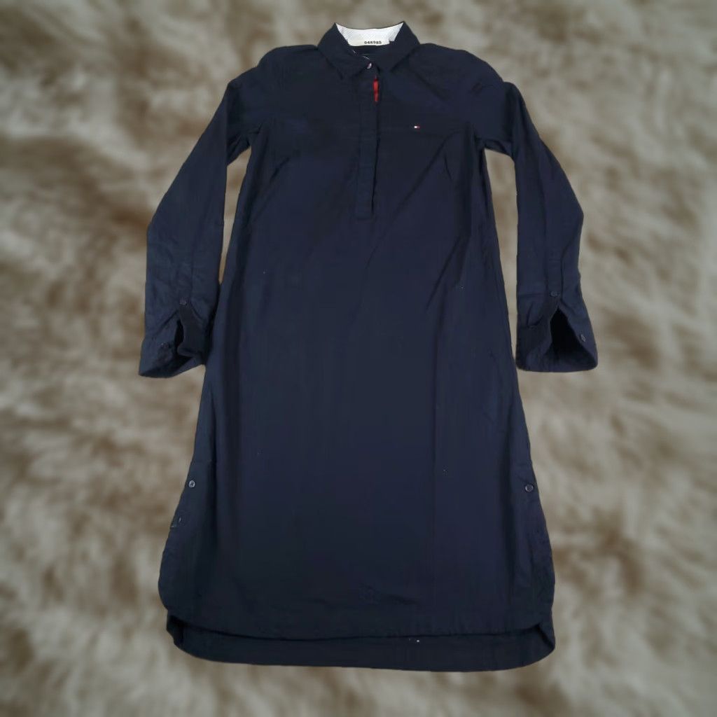 Tommy Hilfiger VINTAGE Tommy Hilfiger Shirt Dress Womens 2XS Blue Long Sleeve Button-Front Modern Classic Size XXS / US 00 / IT 34 - 1 Thumbnail