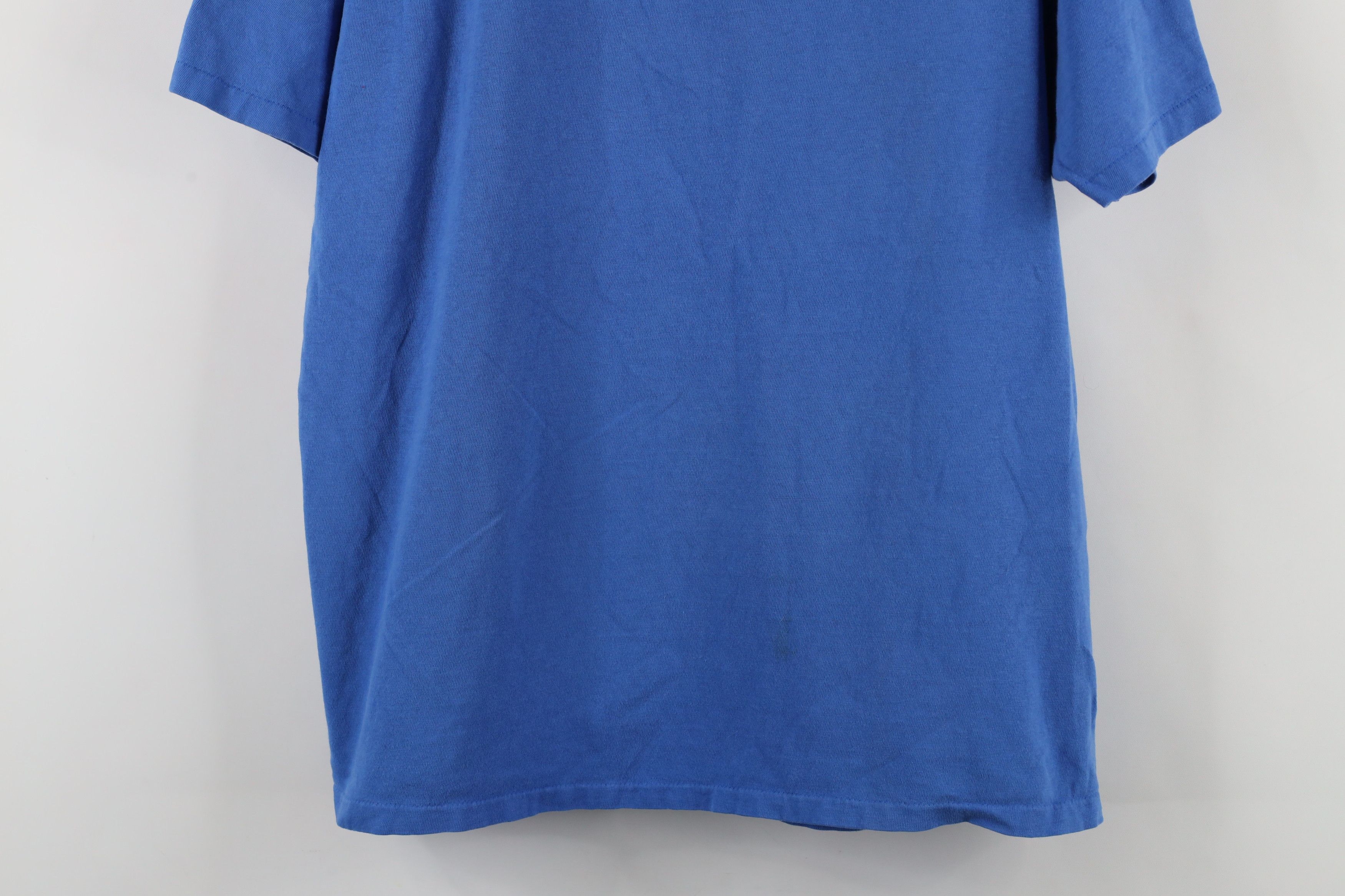 Hanes × Vintage Vintage 80s 90s Hanes Beefy Blank Cotton T-Shirt Blue USA Size US L / EU 52-54 / 3 - 3 Thumbnail