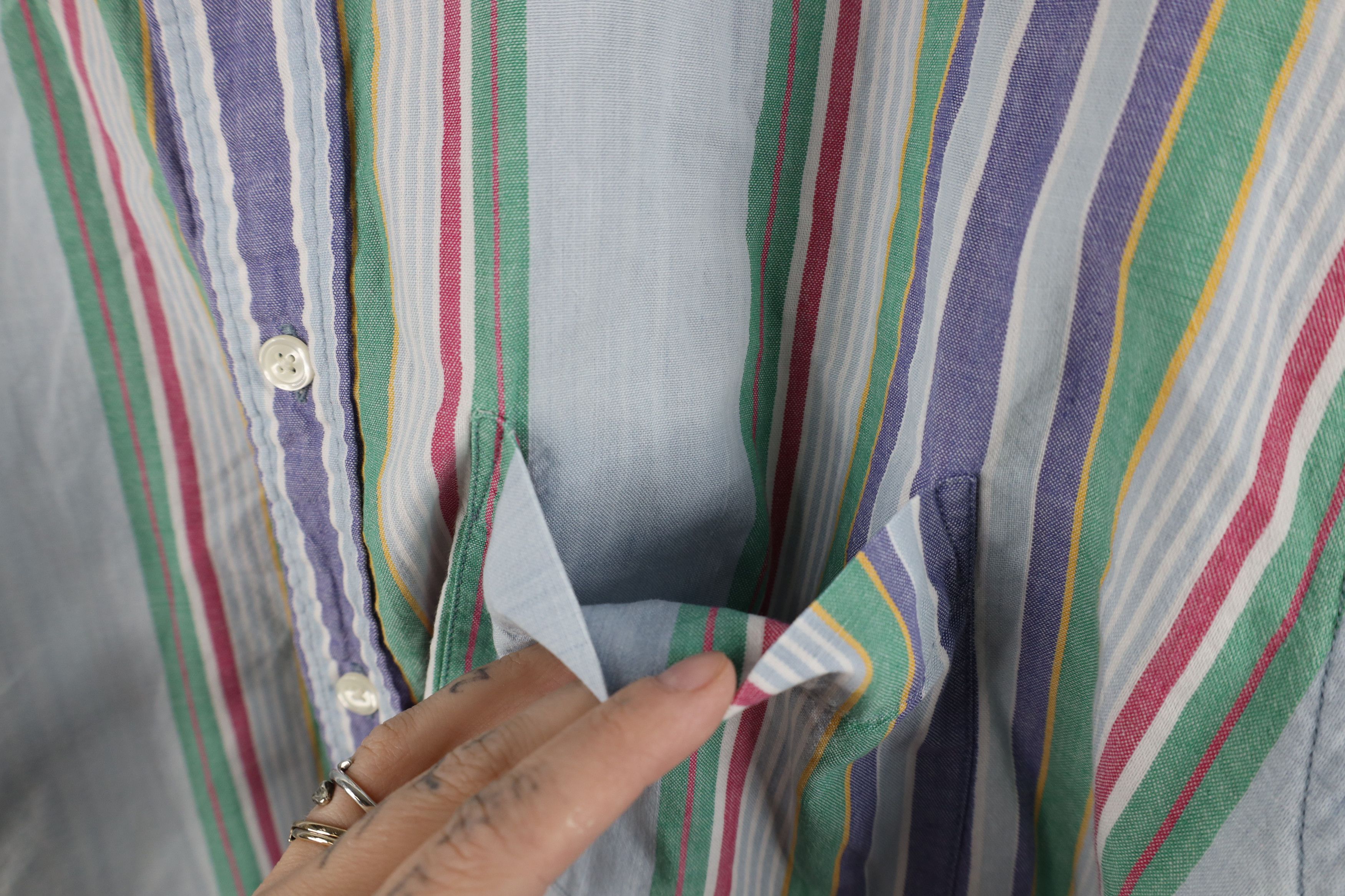 Vintage Vintage 90s Streetwear Striped Collared Button Down Shirt Size US L / EU 52-54 / 3 - 5 Thumbnail